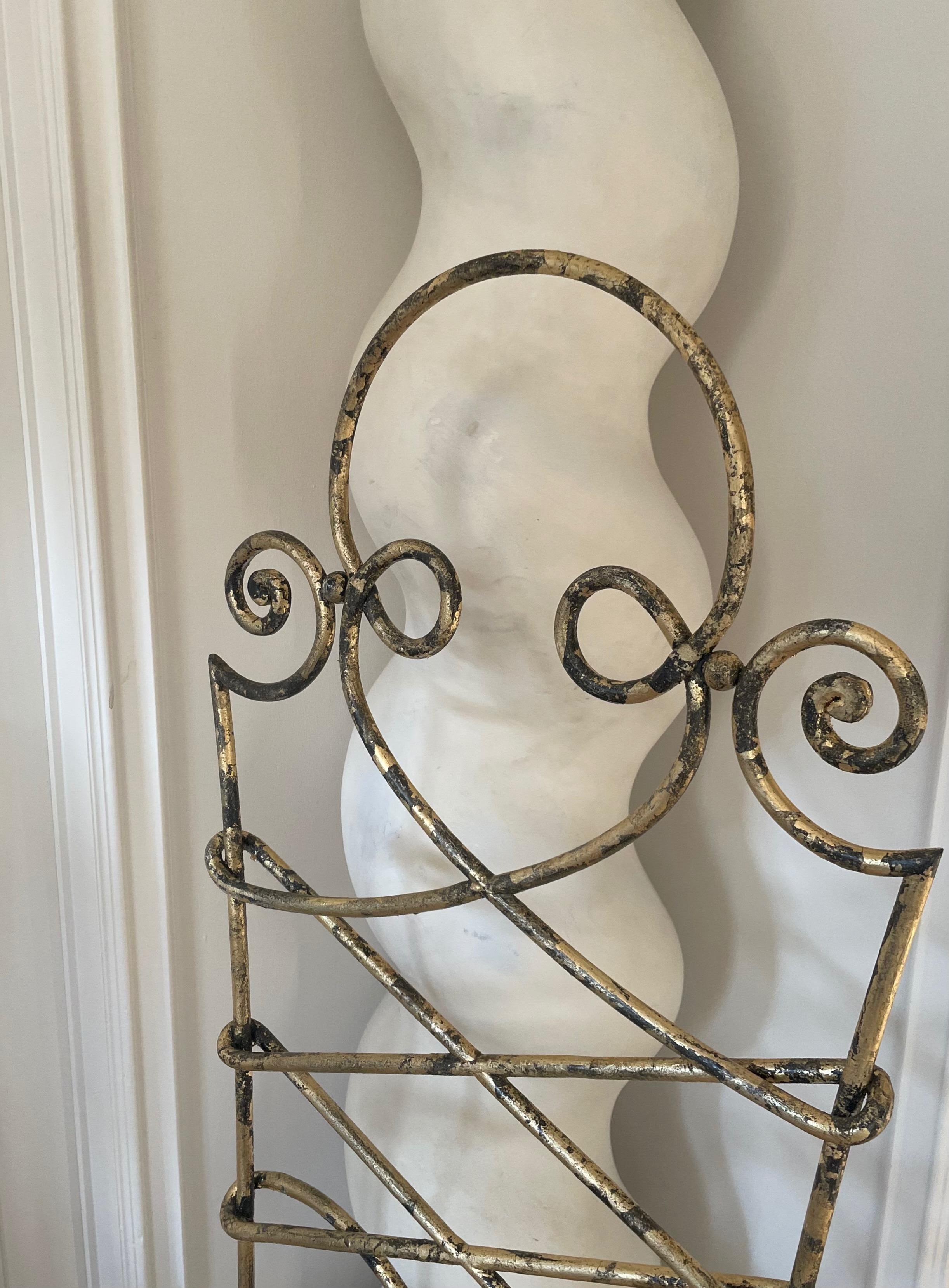 Spectacular Gilt Wrought Iron High Back Chair by René Drouet, France 1945. For Sale 2