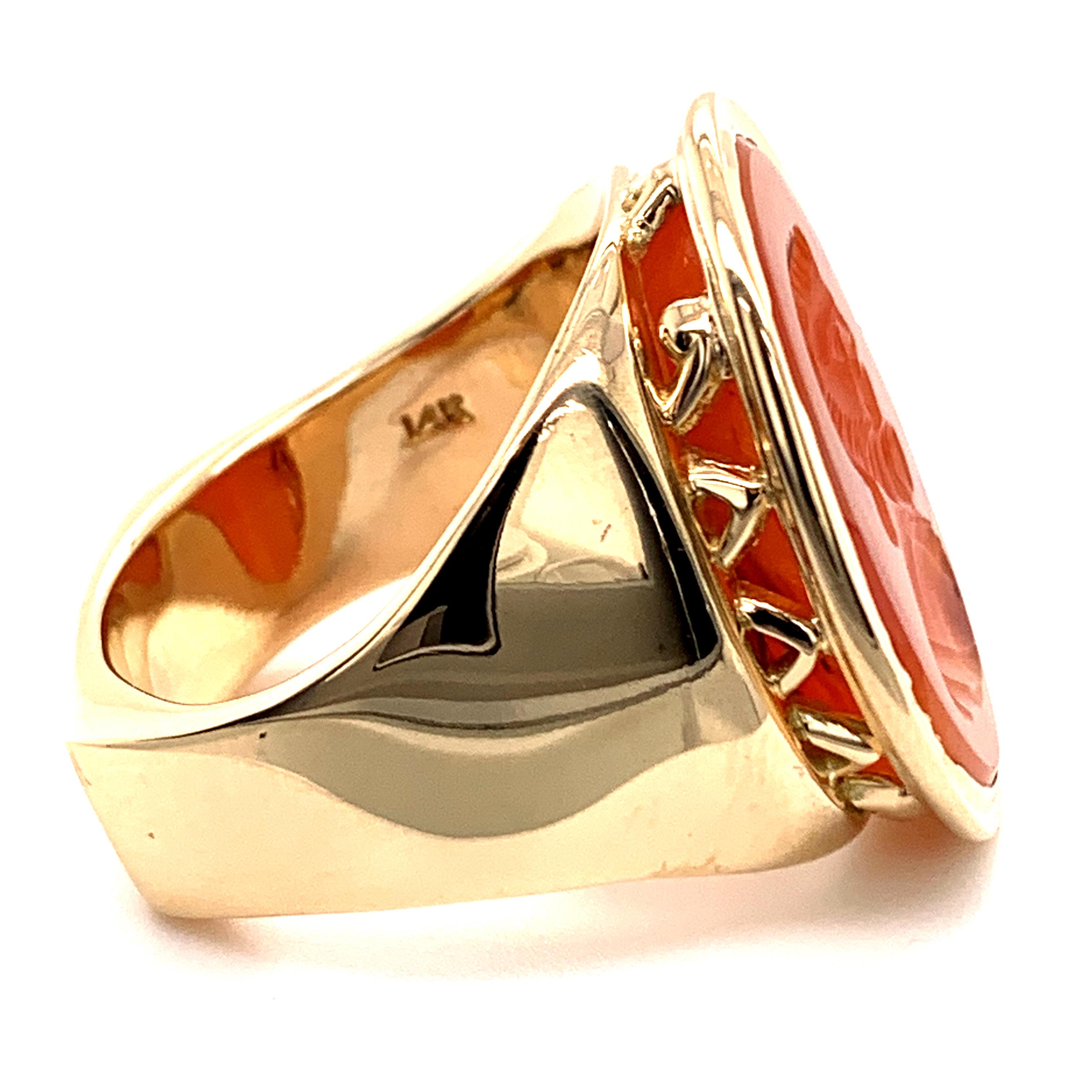 Spectacular Gold and Carnelian Crest Ring 1