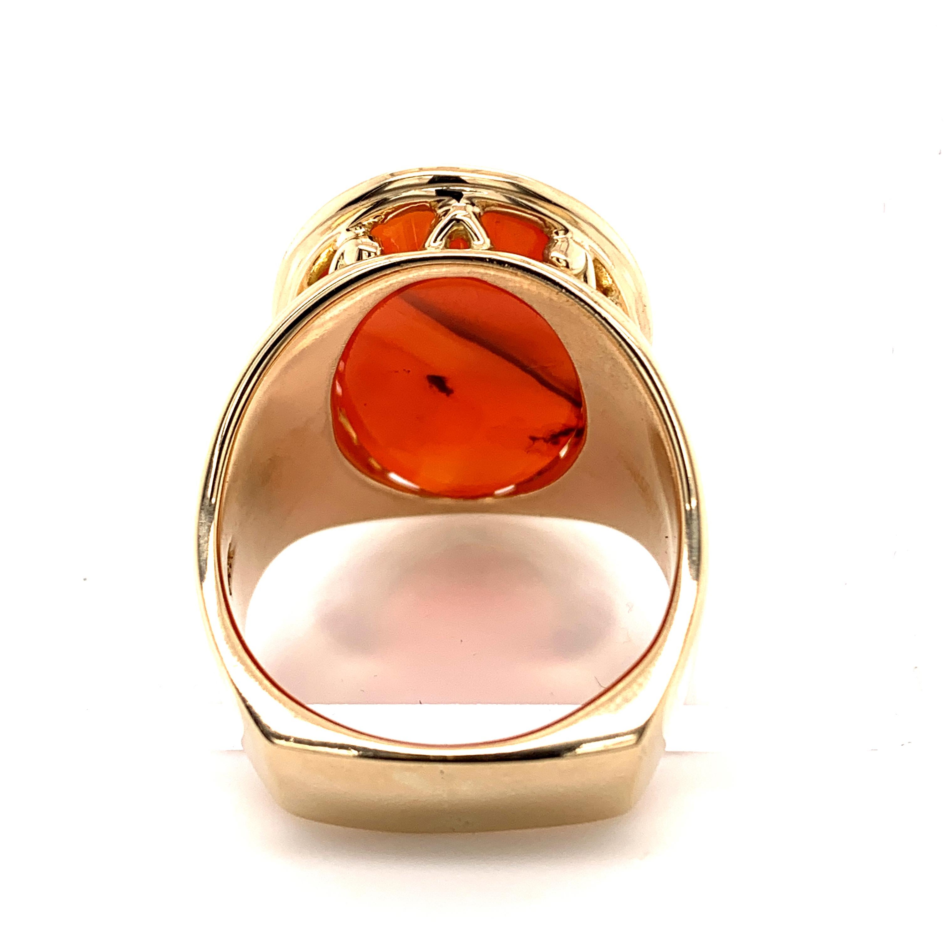 Spectacular Gold and Carnelian Crest Ring 2