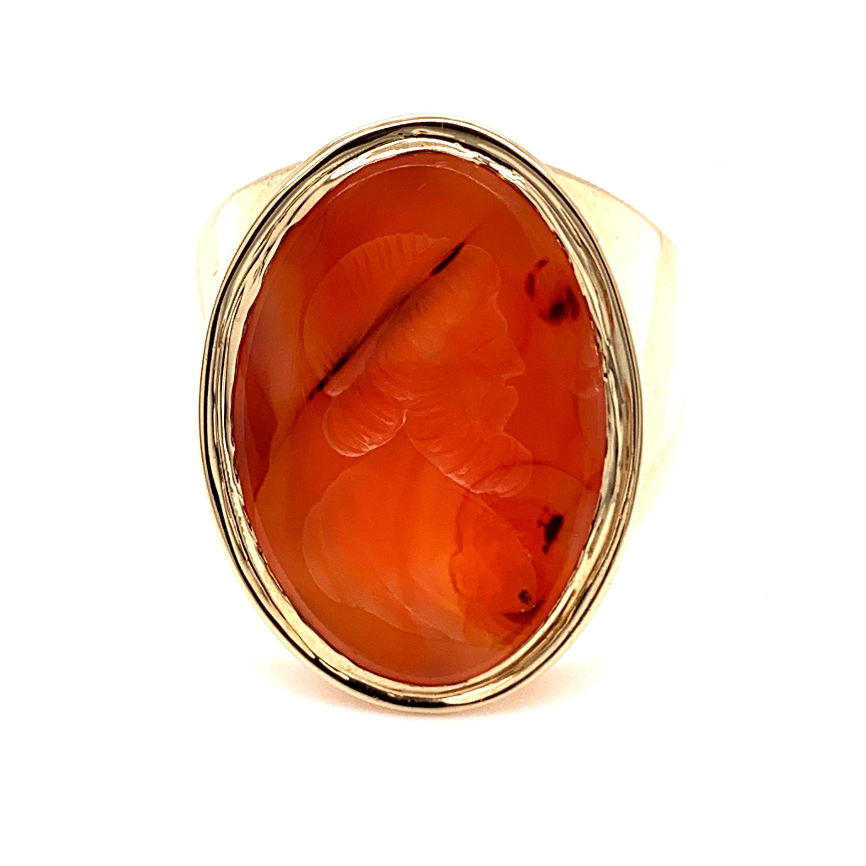Spectacular Gold and Carnelian Crest Ring 3