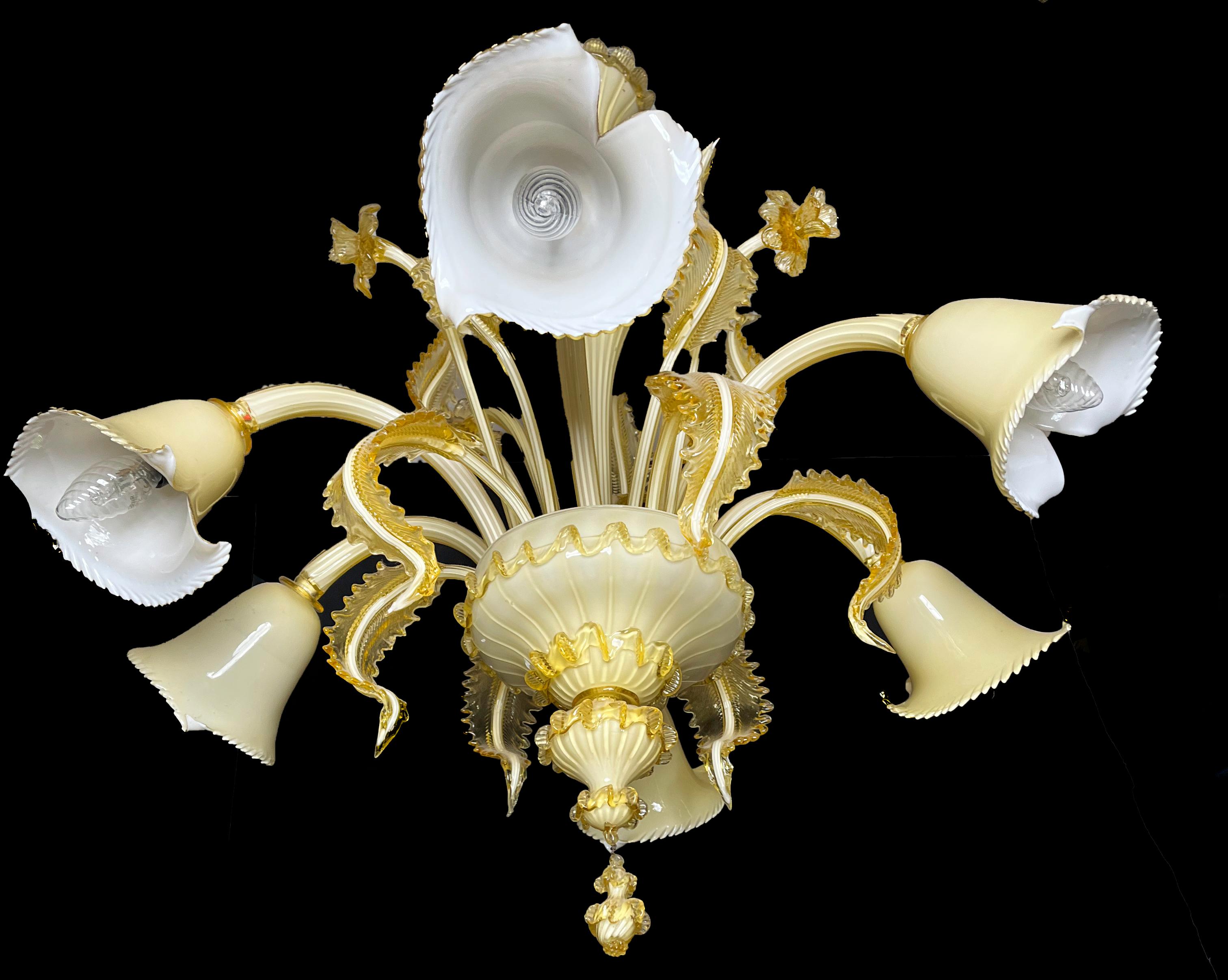Spectacular Gold Murano Chandelier, 1960 For Sale 7