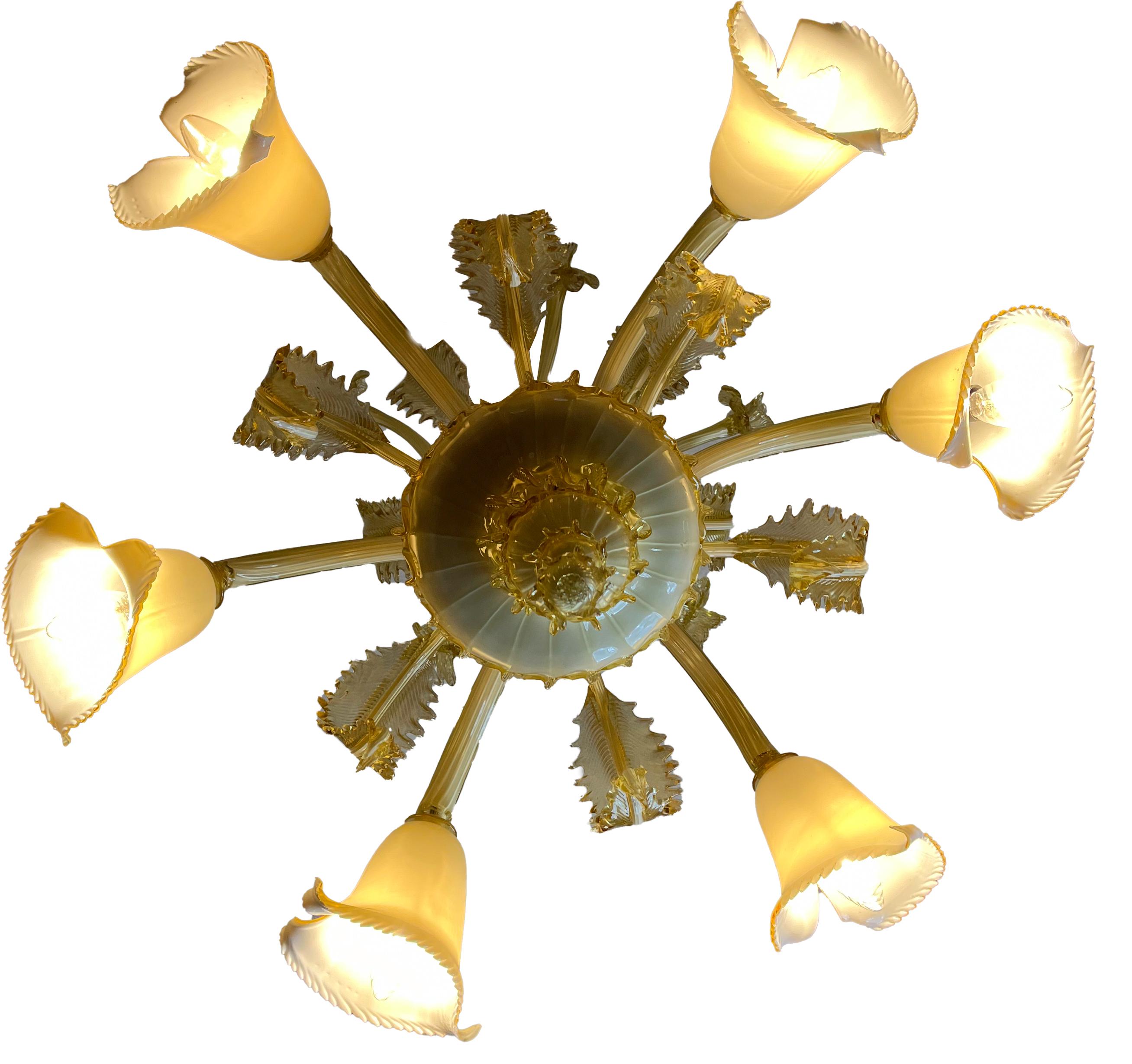 Spectacular Gold Murano Chandelier, 1960 For Sale 1