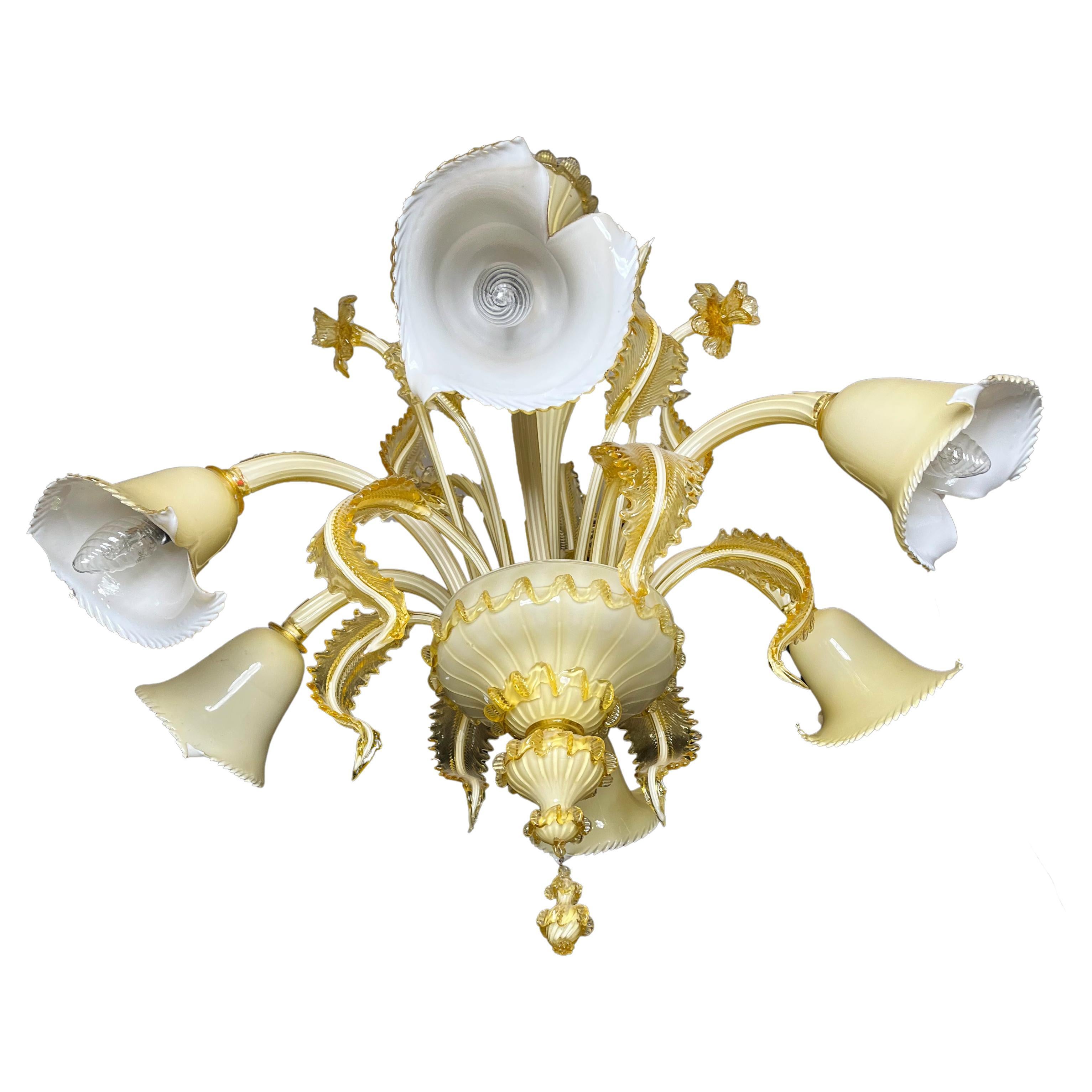 Spectacular Gold Murano Chandelier, 1960 For Sale