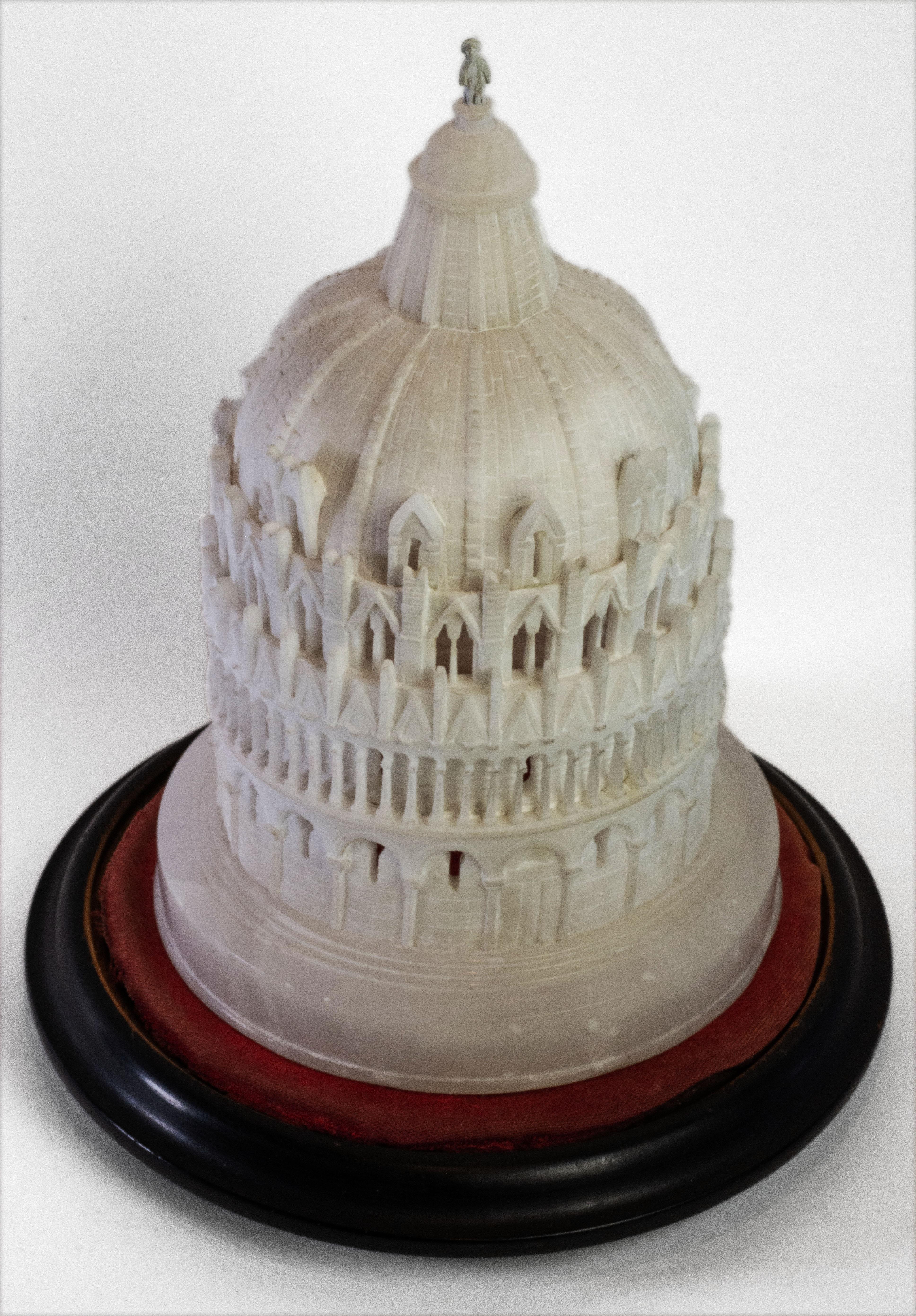 Carved Spectacular Grand Tour Architectural Model of Pisa's Baptistry with Glass Dome For Sale
