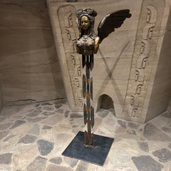 Spectacular Greek Sphinx Sculpture Female Bronze and Forged Steel