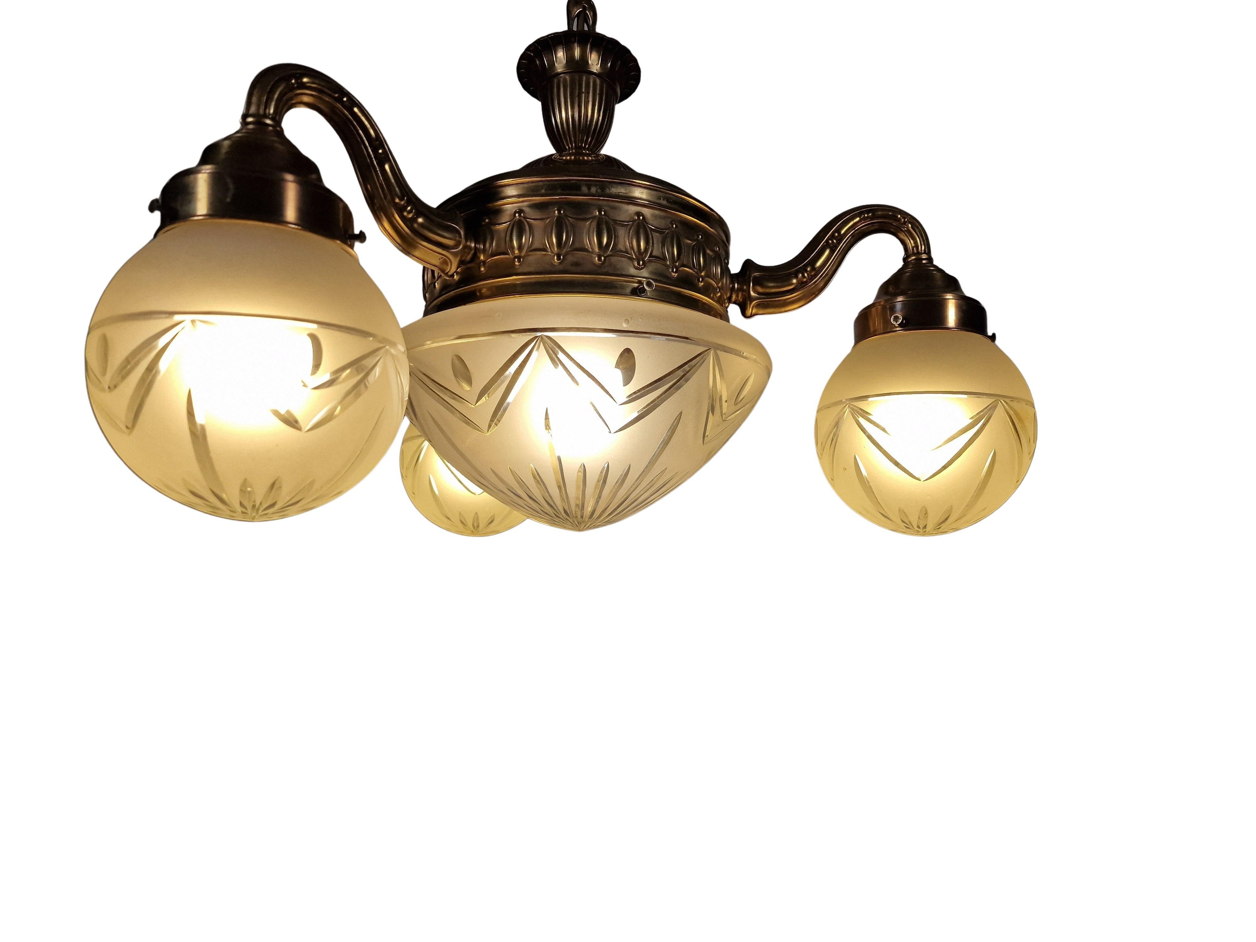 Spektakulärer Hängeleuchter, Jugendstil 1910, Österreich im Angebot 3
