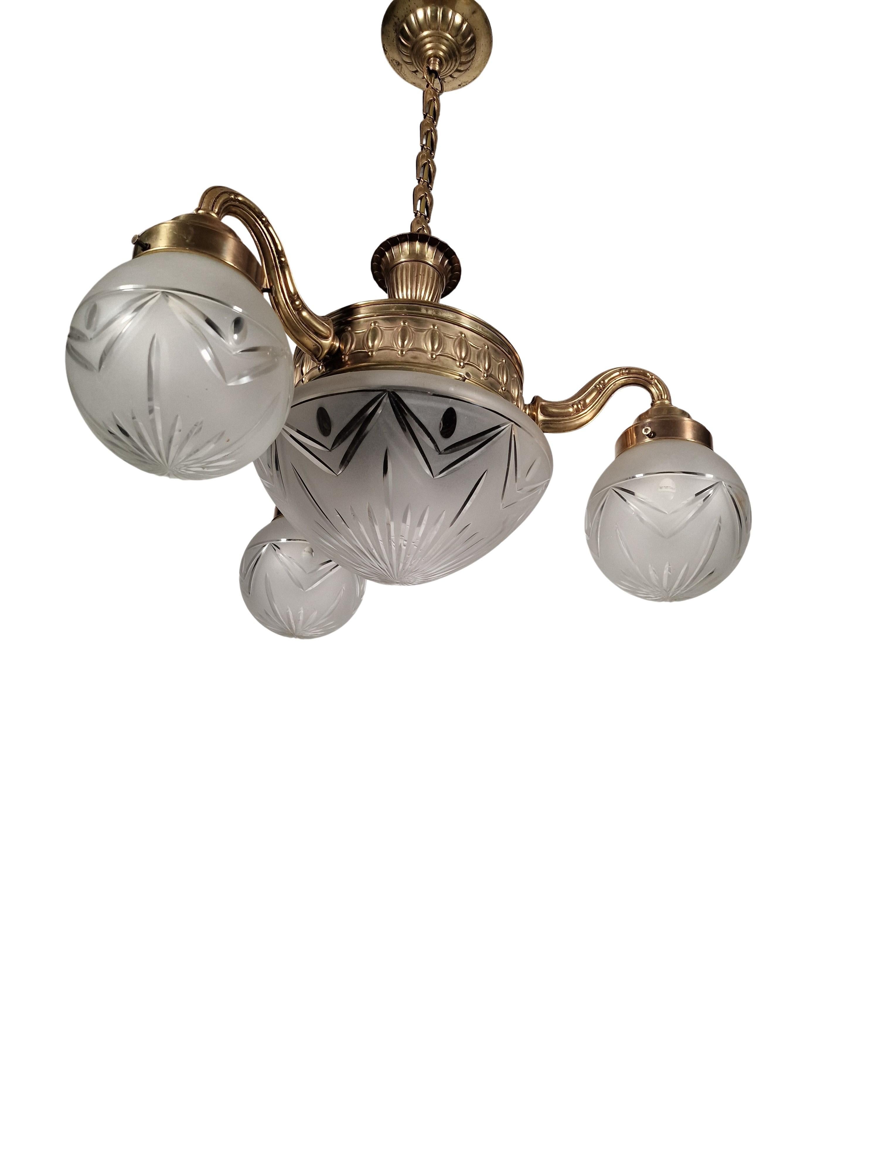 Spektakulärer Hängeleuchter, Jugendstil 1910, Österreich im Angebot 5