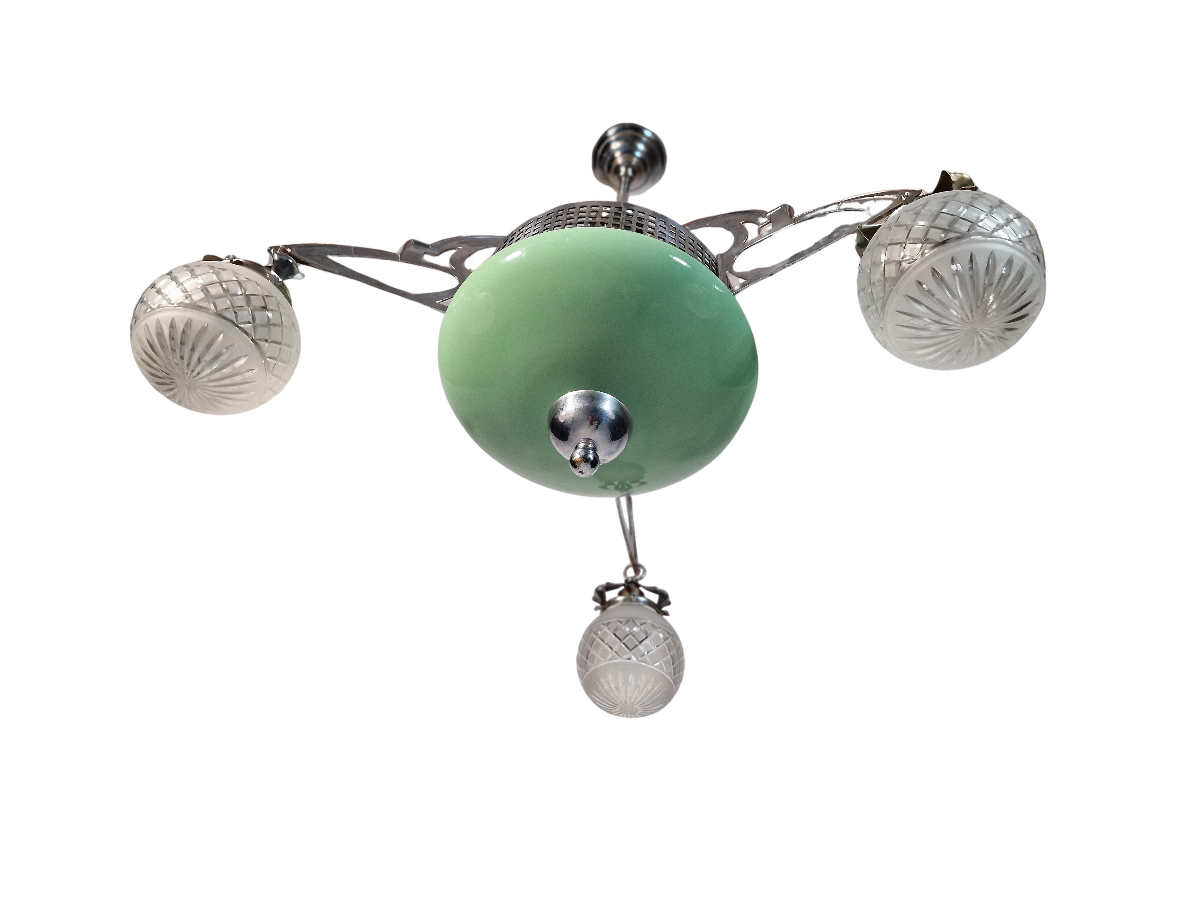 Spectaculaire lustre suspendu, style J. Hoffmann, Jugendstil 1910 Autriche 8