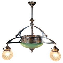 Spectaculaire lustre suspendu, style J. Hoffmann, Jugendstil 1910 Autriche