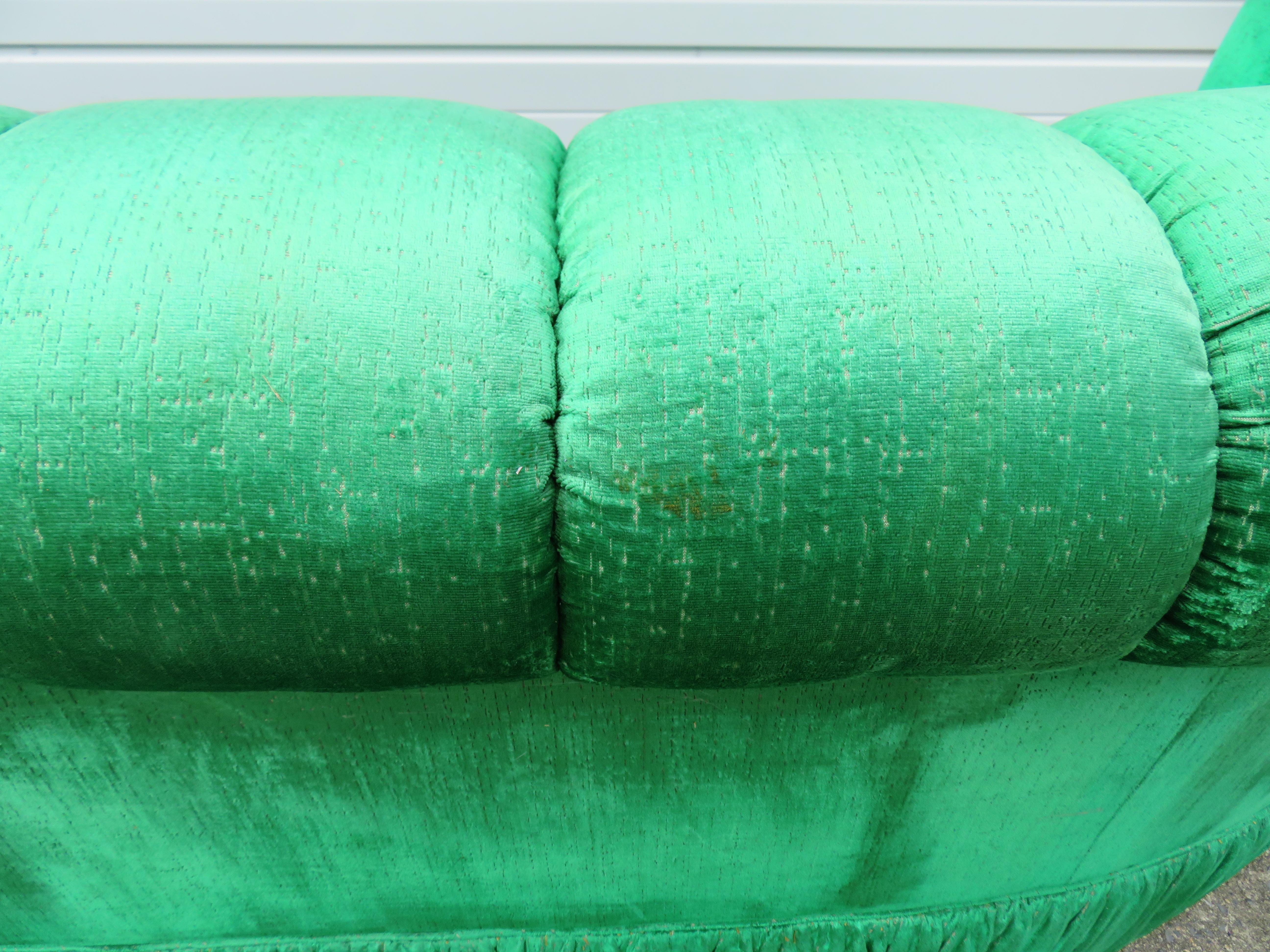 Spectacular Hollywood Regency Tufted Curved Kidney Sofa For Sale 1