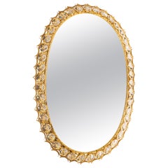 Spectacular Huge Backlit Mirror Gilded Brass and Crystal Glass by Palwa, Germany