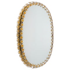 Spectacular Huge Backlit Mirror Gilded Brass and Crystal Glass by Palwa, Germany