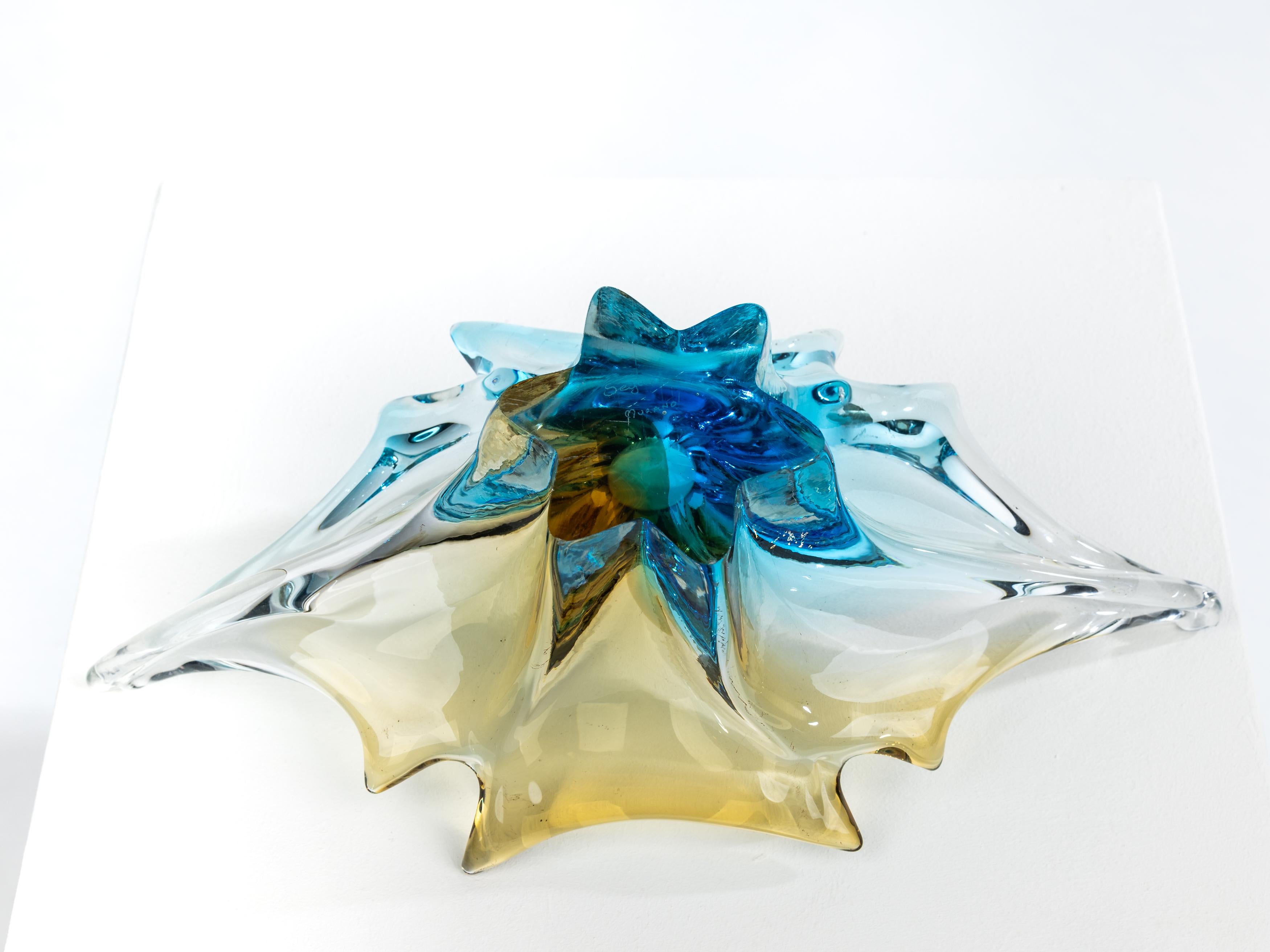 Spectaculaire centre de table, bol en verre signé Seguso, Murano, années 1970, Italie en vente 4