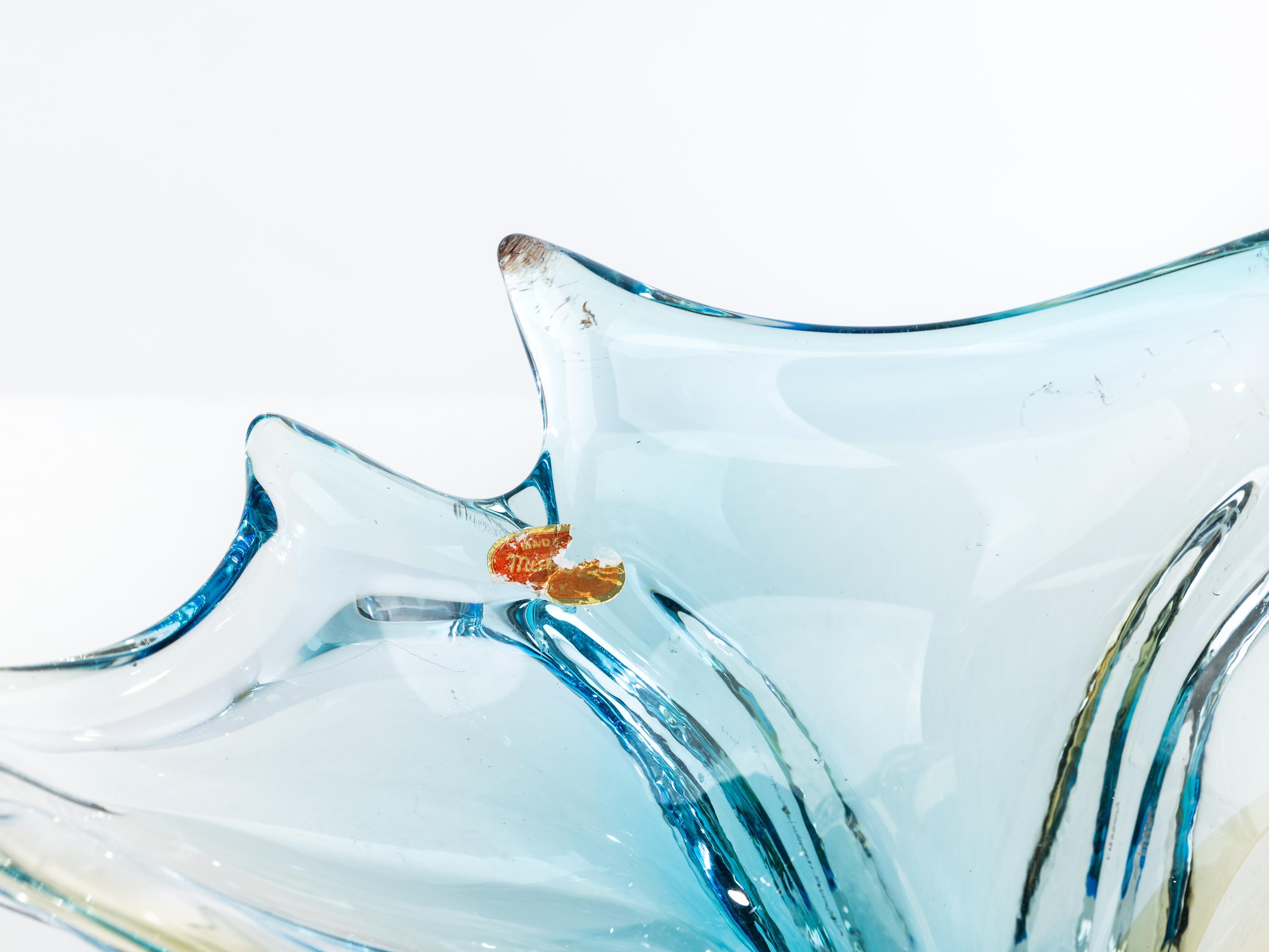 20ième siècle Spectaculaire centre de table, bol en verre signé Seguso, Murano, années 1970, Italie en vente