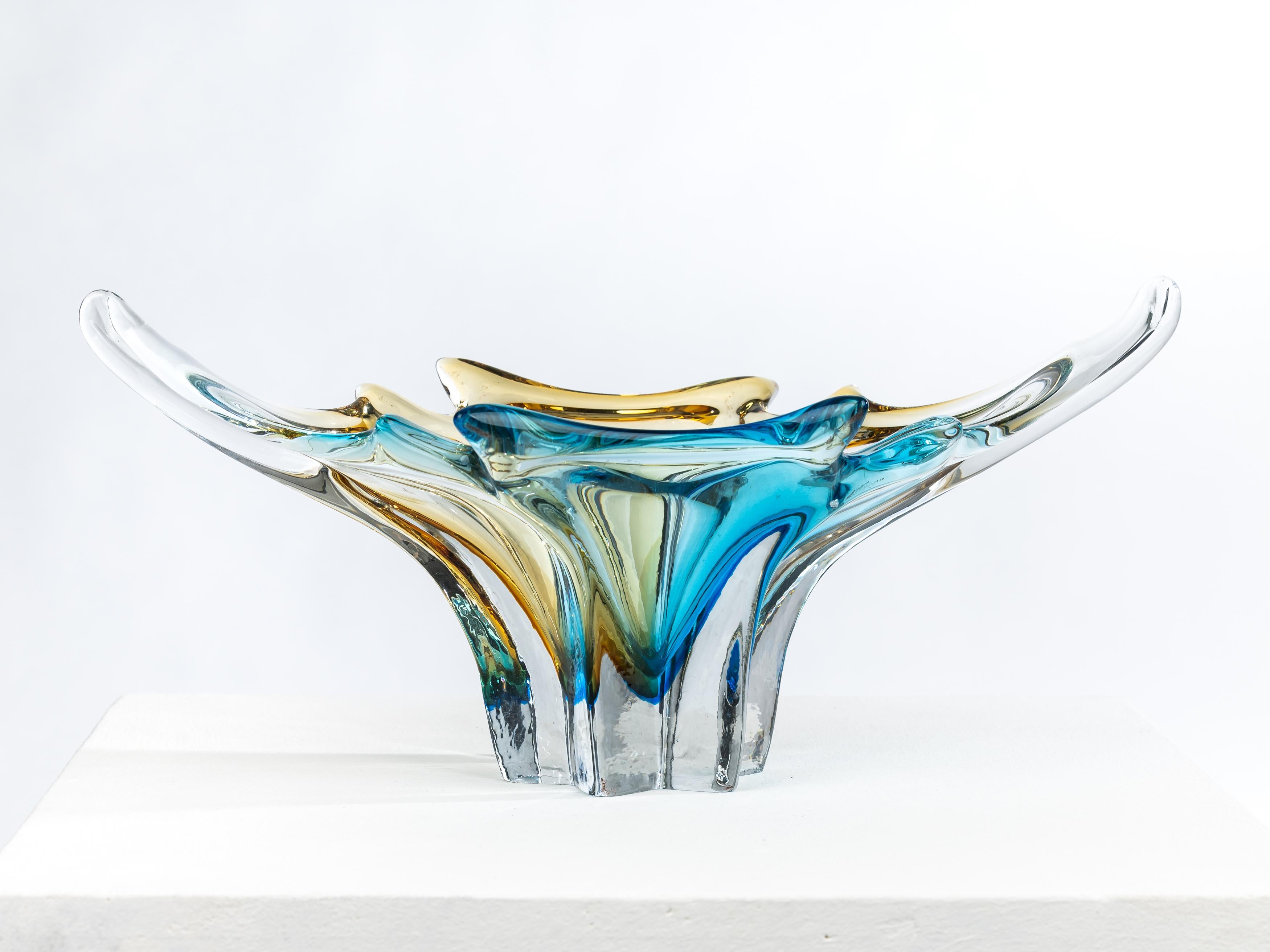 Spectaculaire centre de table, bol en verre signé Seguso, Murano, années 1970, Italie en vente 1