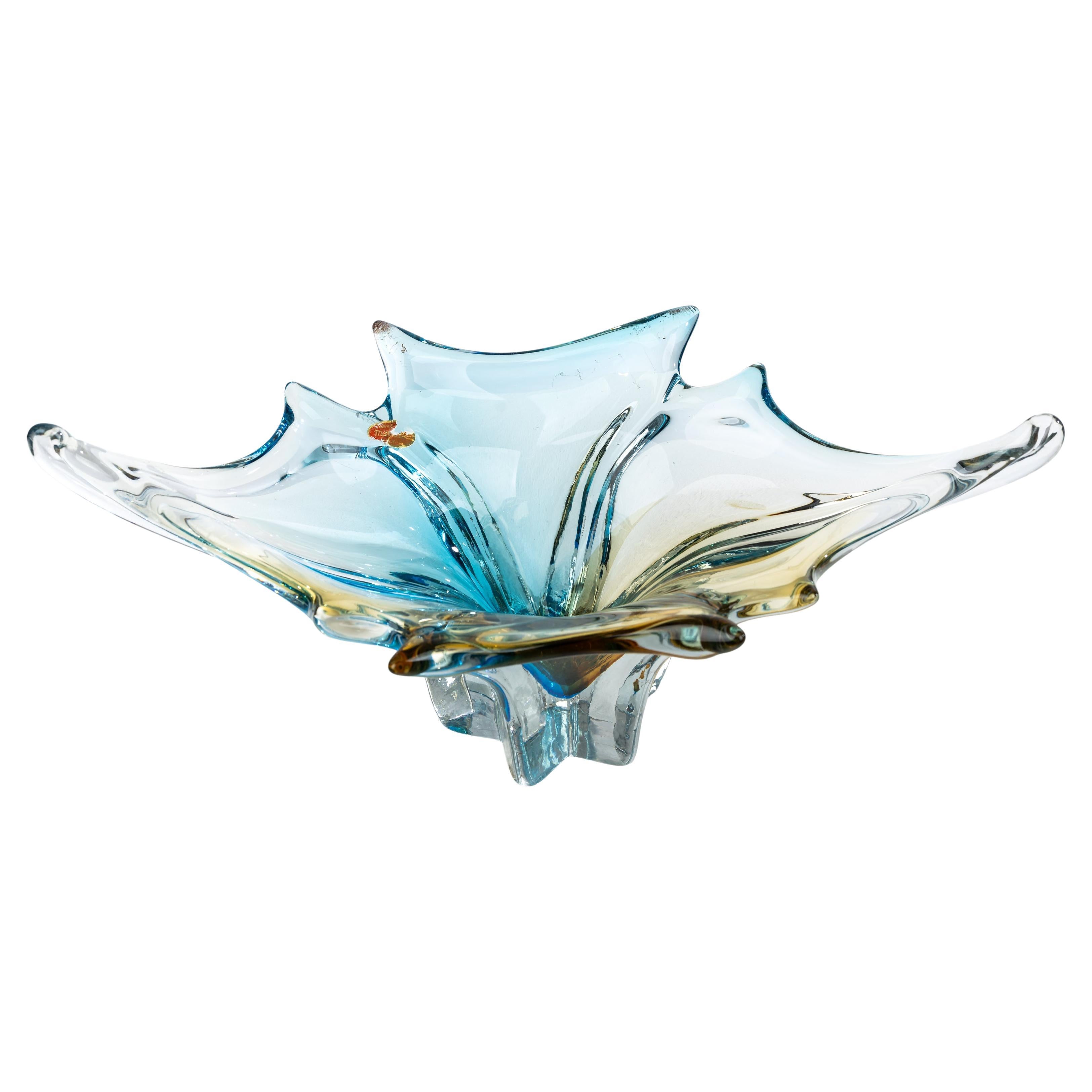 Spectaculaire centre de table, bol en verre signé Seguso, Murano, années 1970, Italie