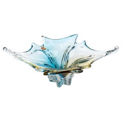 Spectacular huge centerpiece, glass bowl, Seguso signed Murano, 1970s Italy