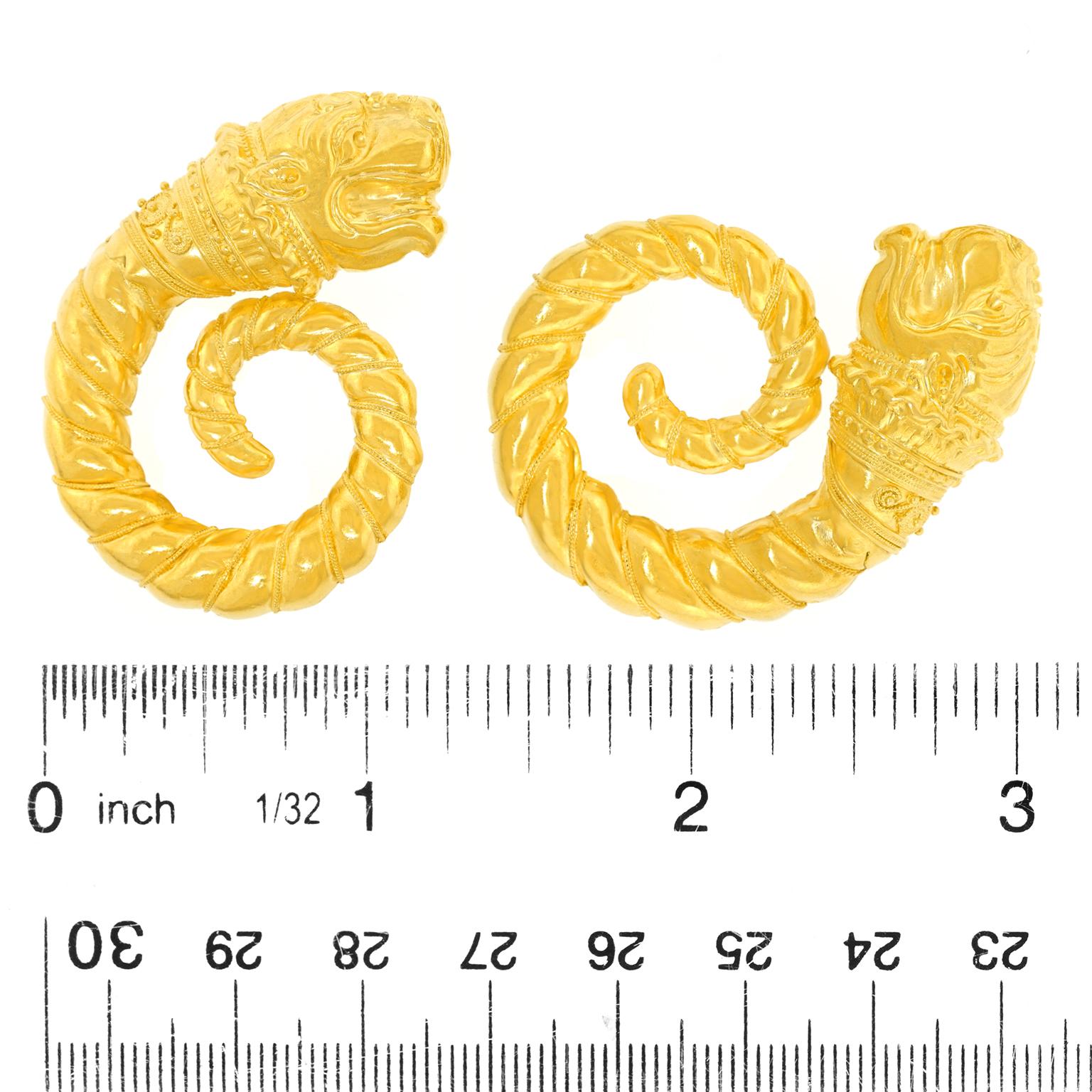 Spectacular Ilias Lalaounis Lion Head Earrings For Sale 2