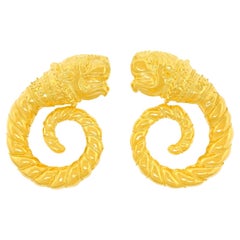 Spectacular Ilias Lalaounis Lion Head Earrings