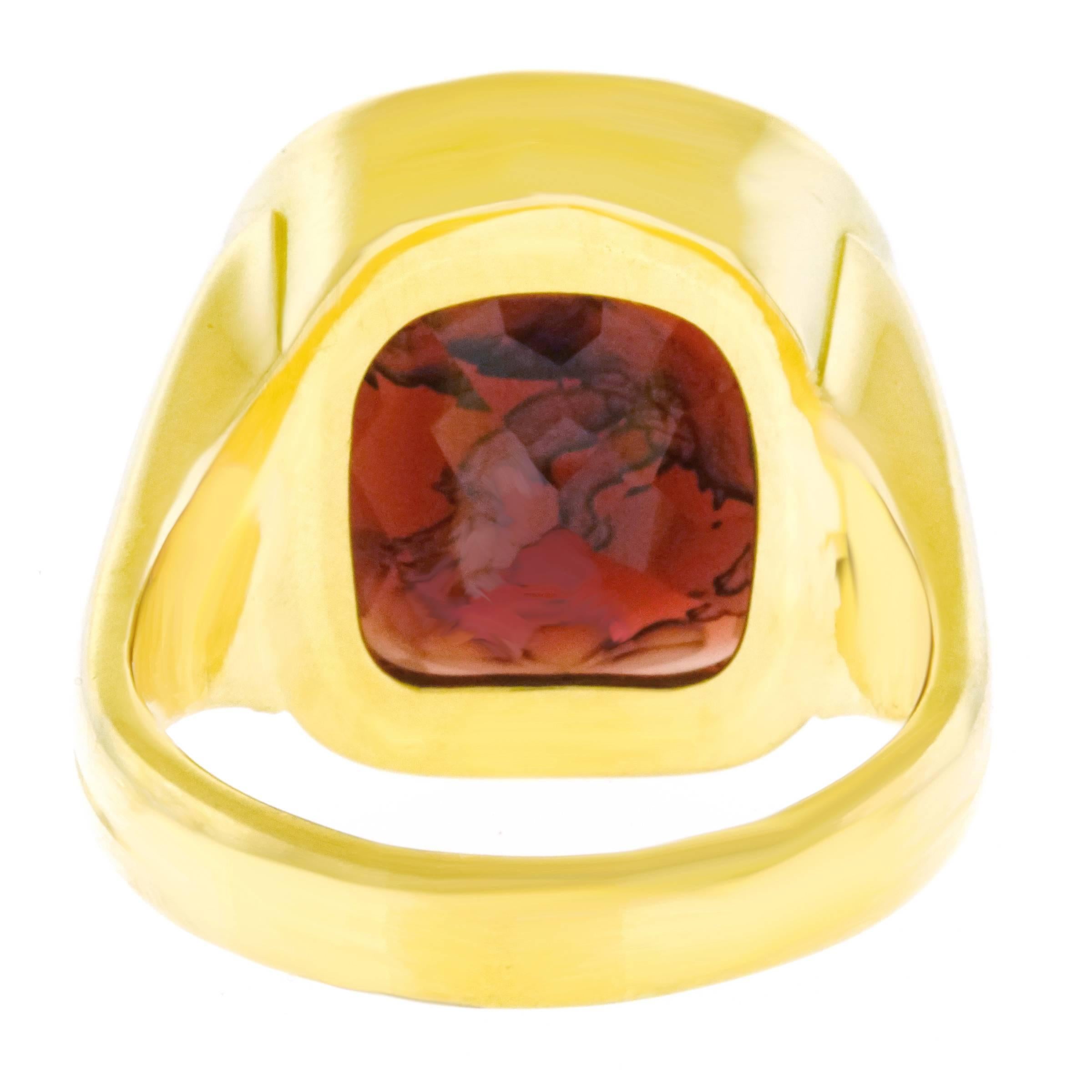 Spectacular Intaglio Cut Garnet Signet Ring 1