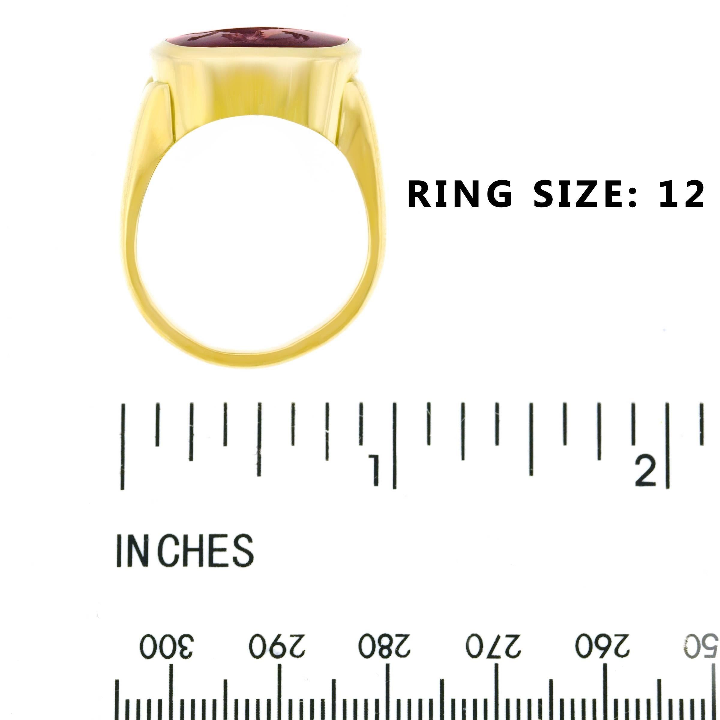 Spectacular Intaglio Cut Garnet Signet Ring 2