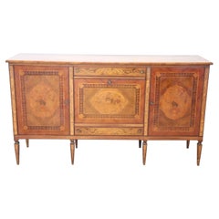 Spectacular Italian Louis XVI Style Inlaid Walnut Sideboard