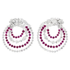 Spektakuläre italienische Rubin- und Diamant-Ohrringe