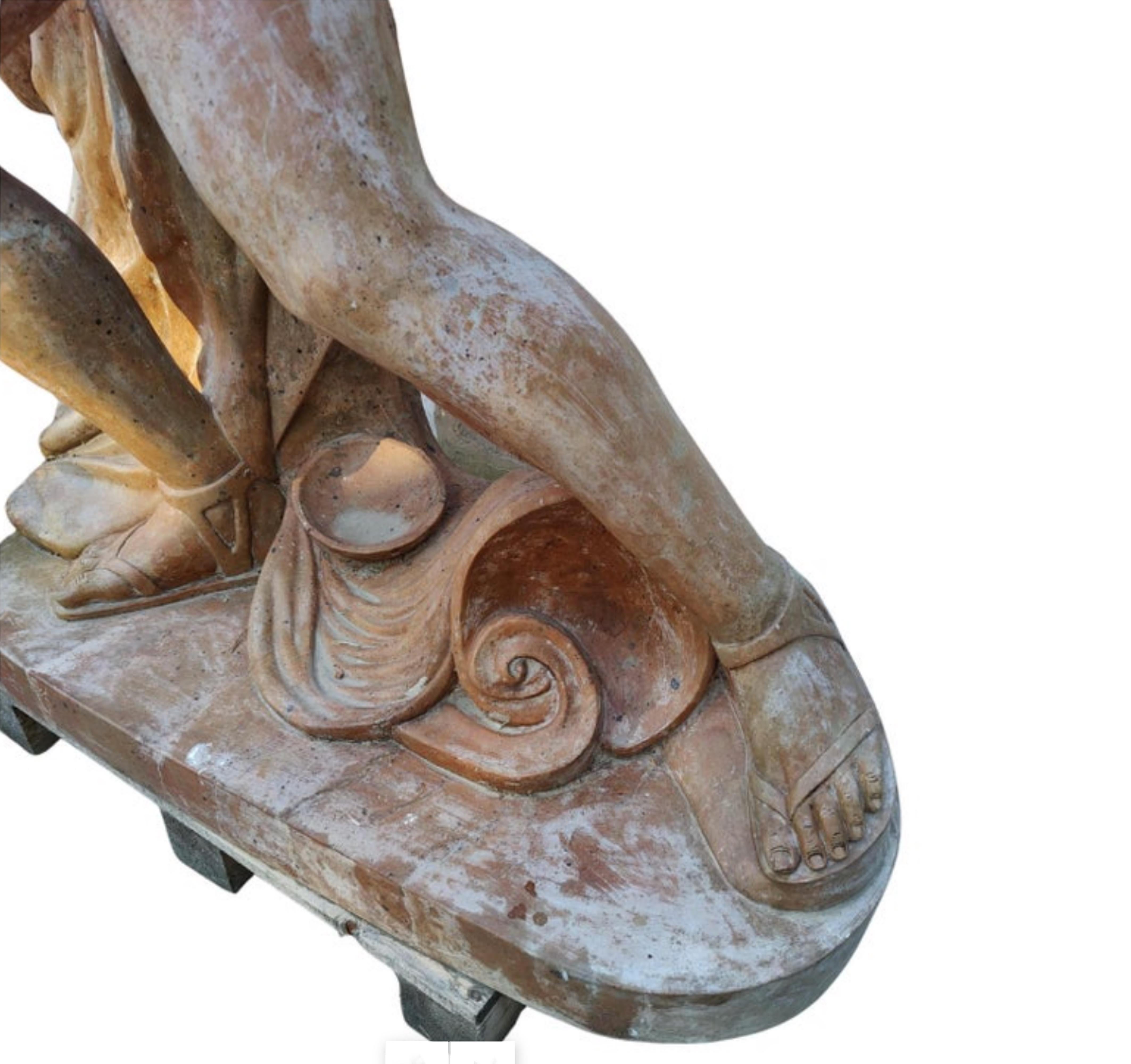 Spectacular Italian Sculpture in red Travertine depicting 