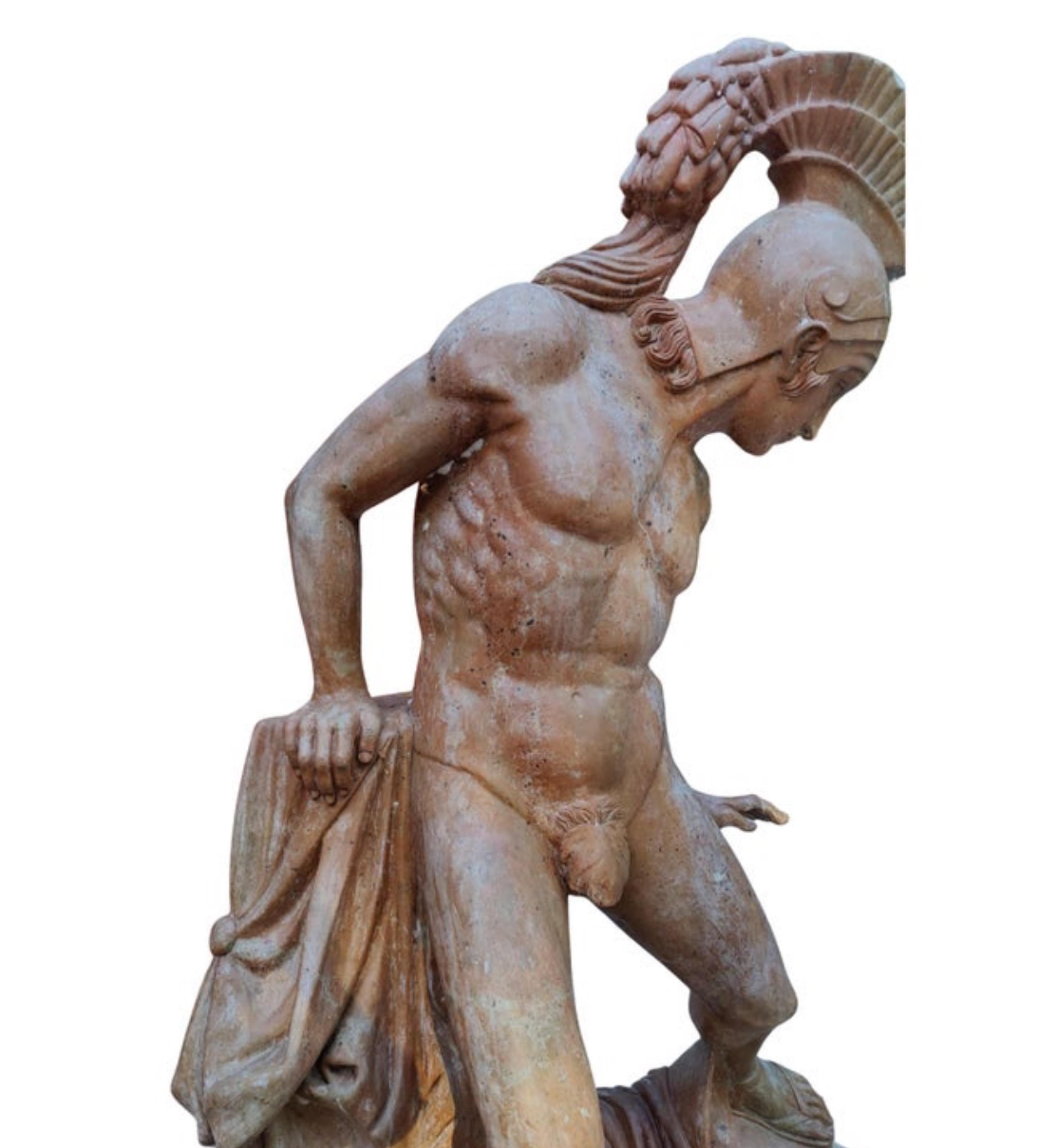 Spectacular Italian Sculpture in red Travertine 