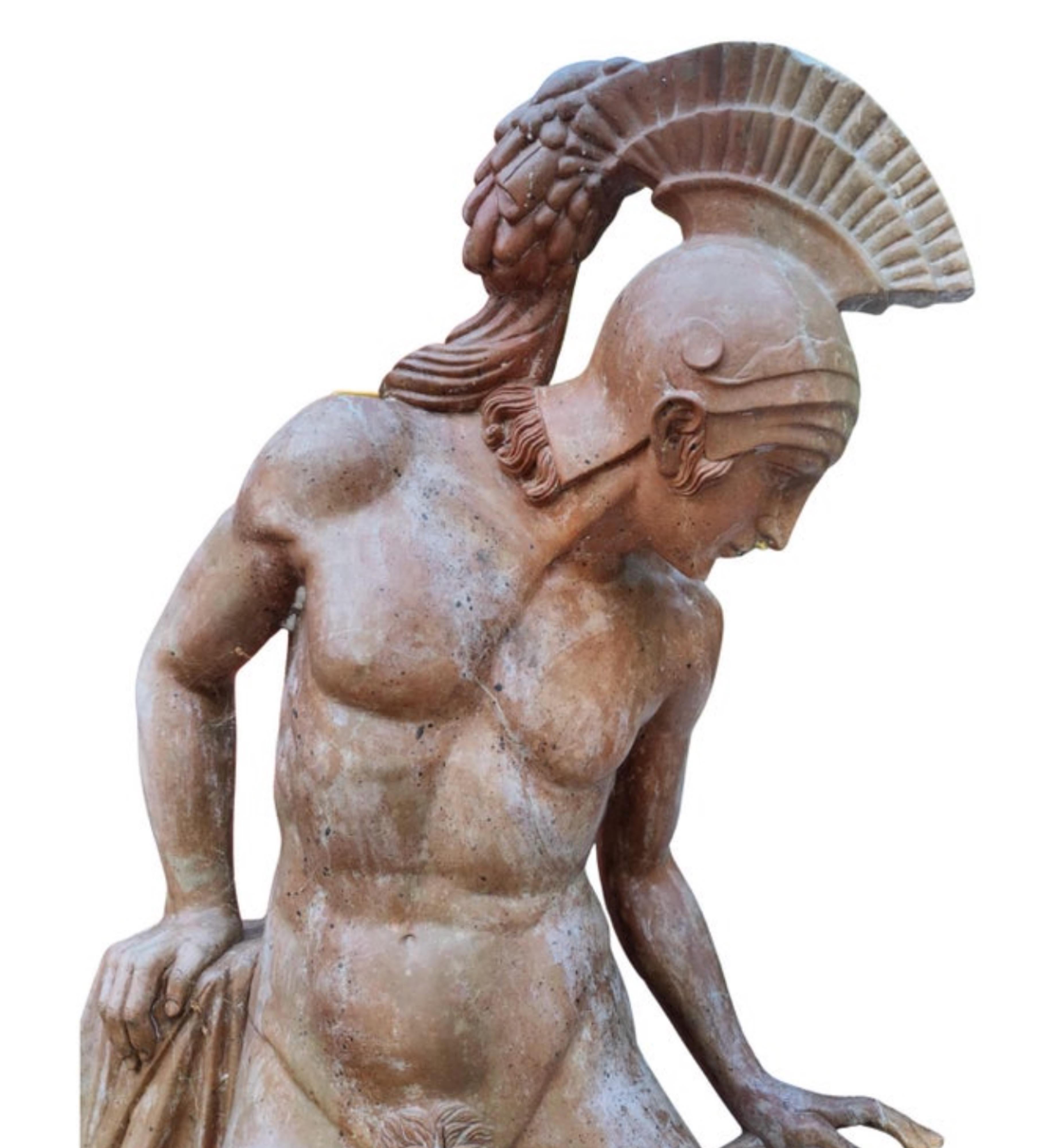 Spectacular Italian Sculpture in red Travertine 