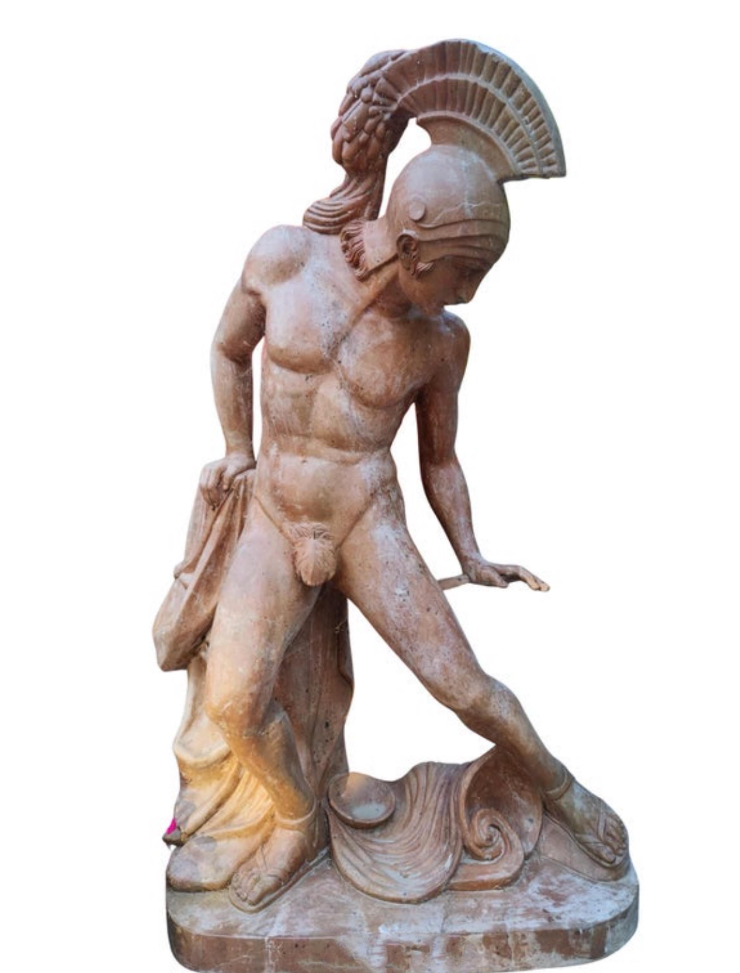 Spectacular Italian Sculpture in red Travertine 