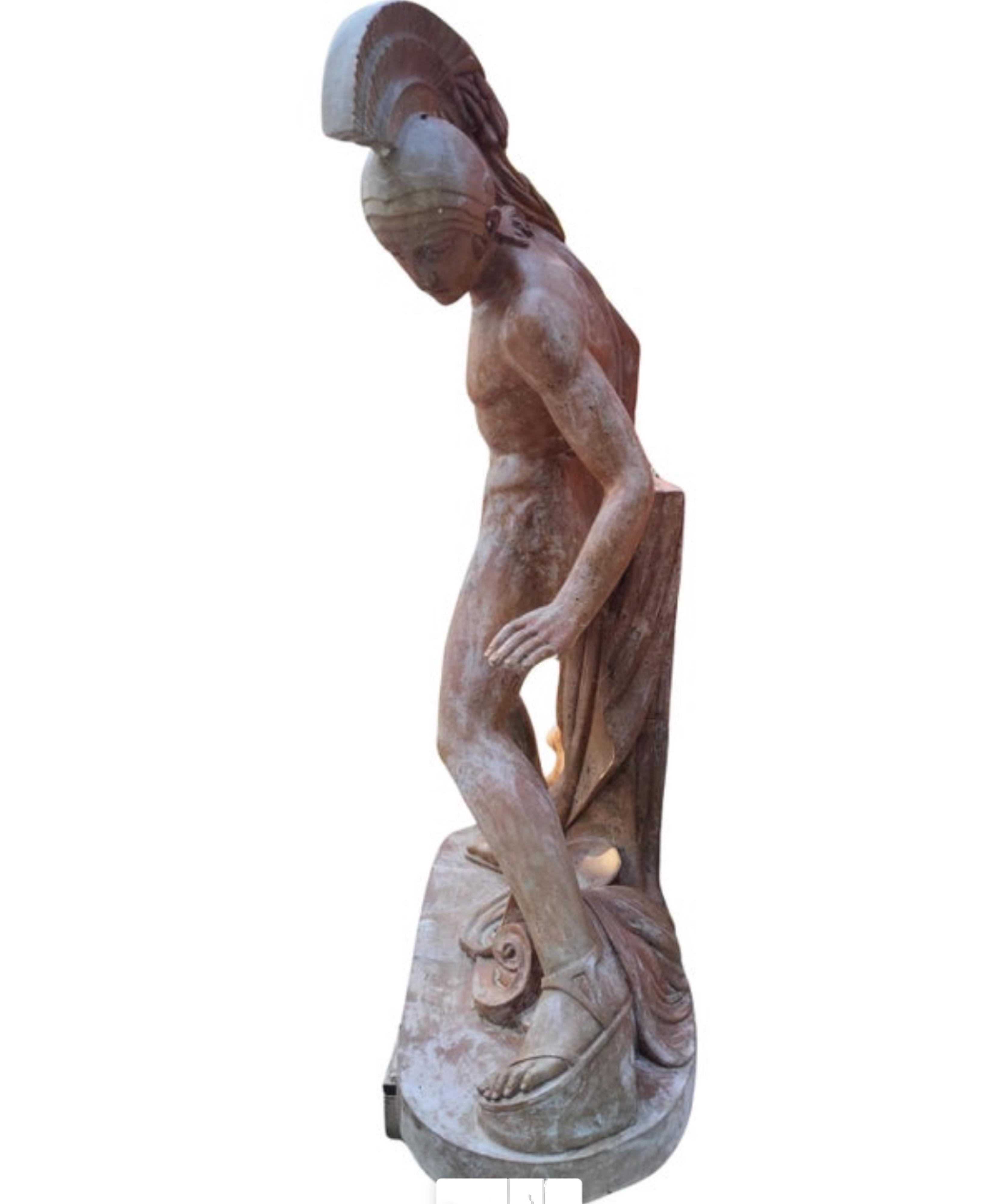 Spectacular Italian Sculpture in red Travertine 
