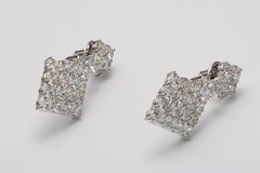 Spectacular Kite Shape Round Brilliant Cut Diamond Earrings 18 Karat White Gold
