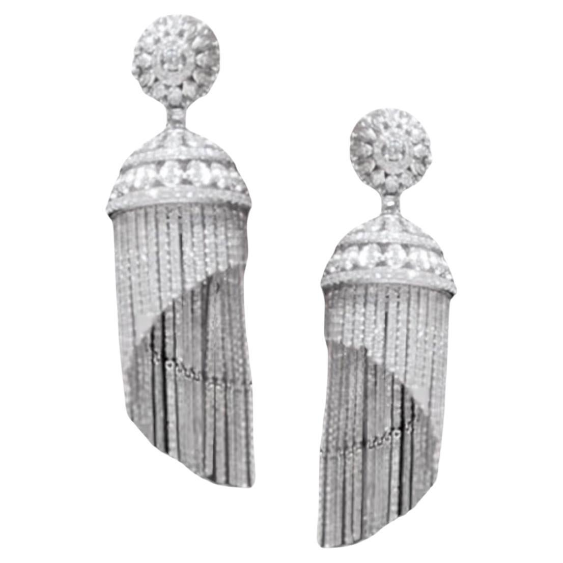 Spektakuläre große 15,26ct Damond Tassel Kronleuchter Ohrringe Handcrafted im Angebot