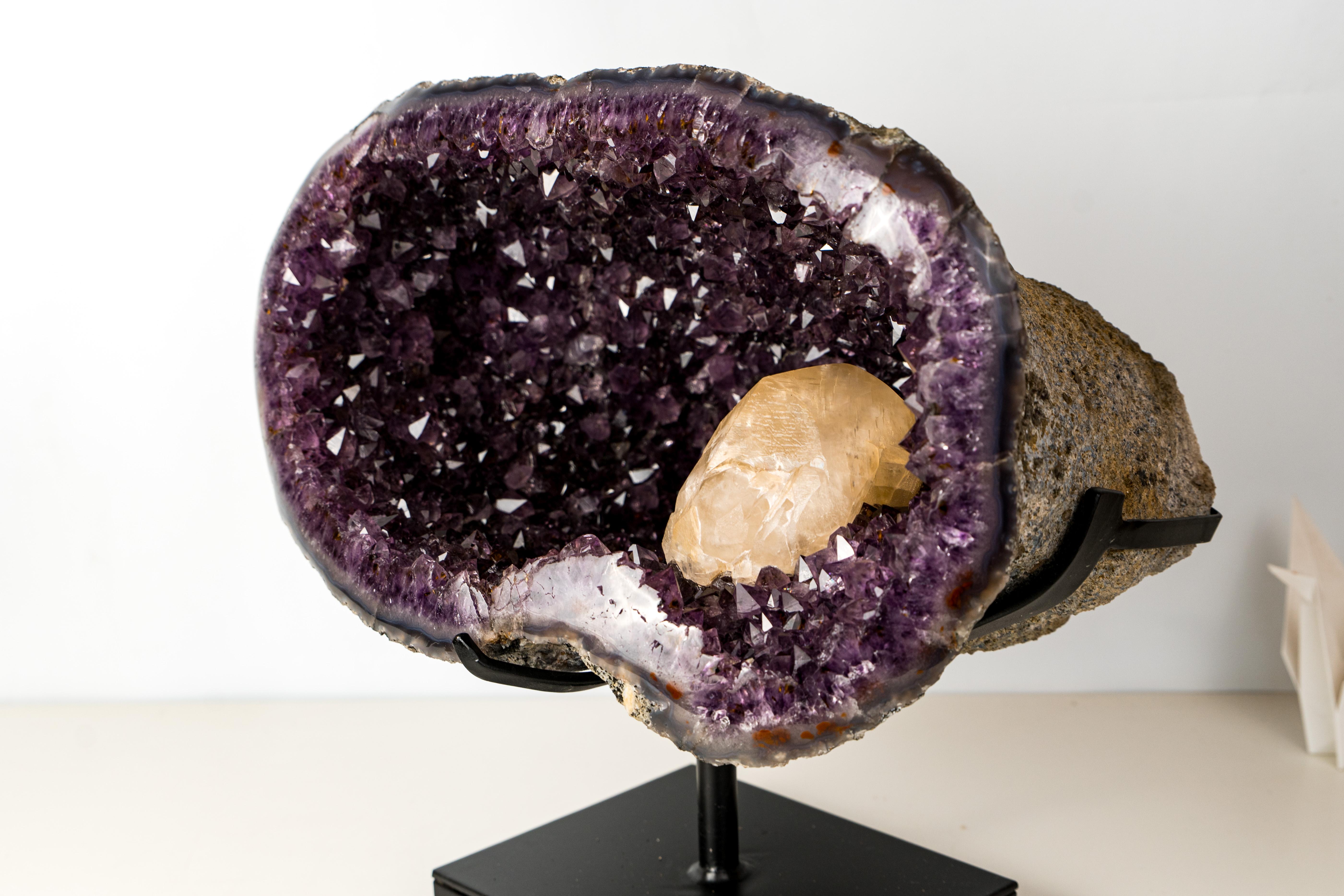 Spettacolare grande geode di ametista in grotta con druzy viola intenso In condizioni Nuovo in vendita a Ametista Do Sul, BR