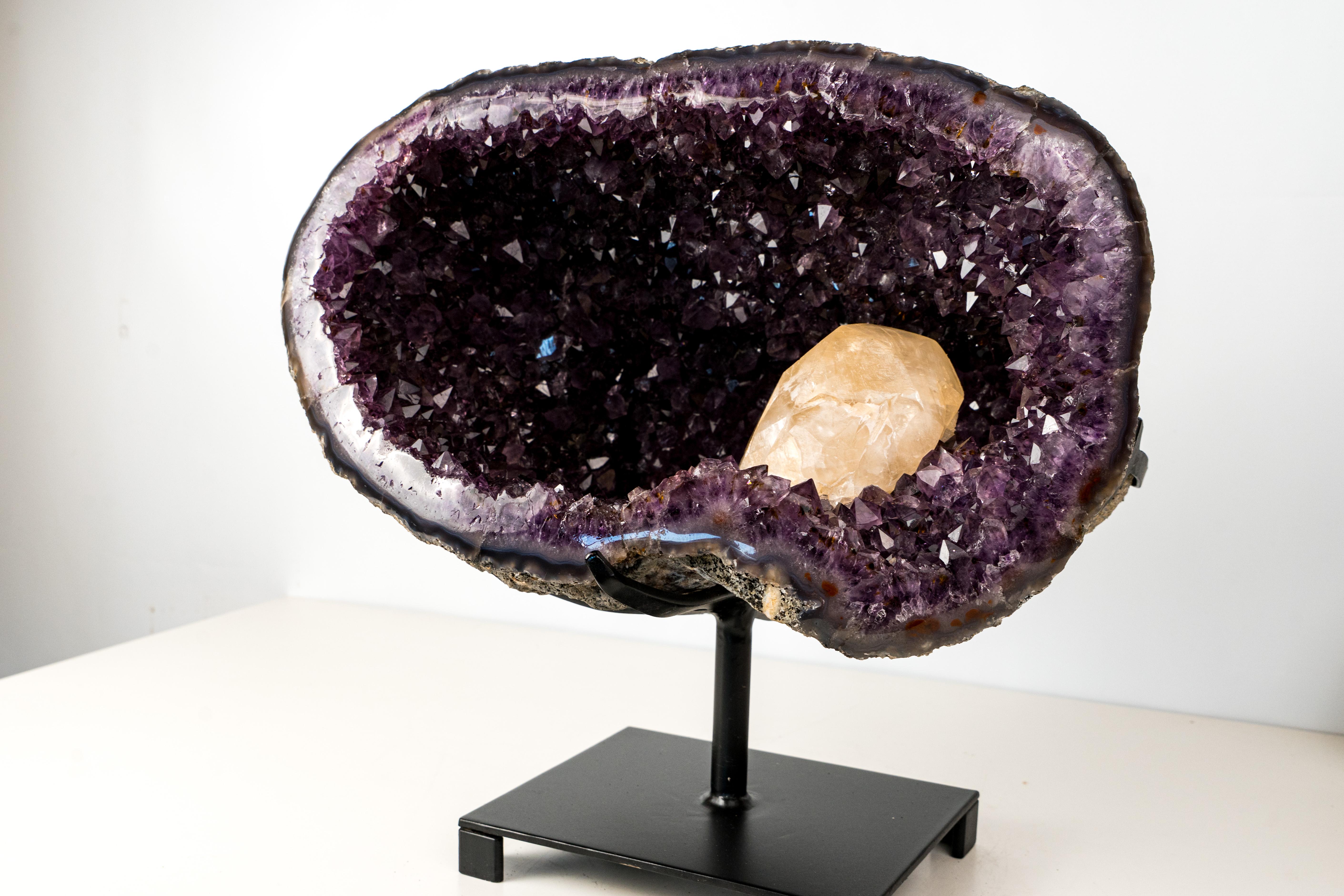 Spettacolare grande geode di ametista in grotta con druzy viola intenso in vendita 2