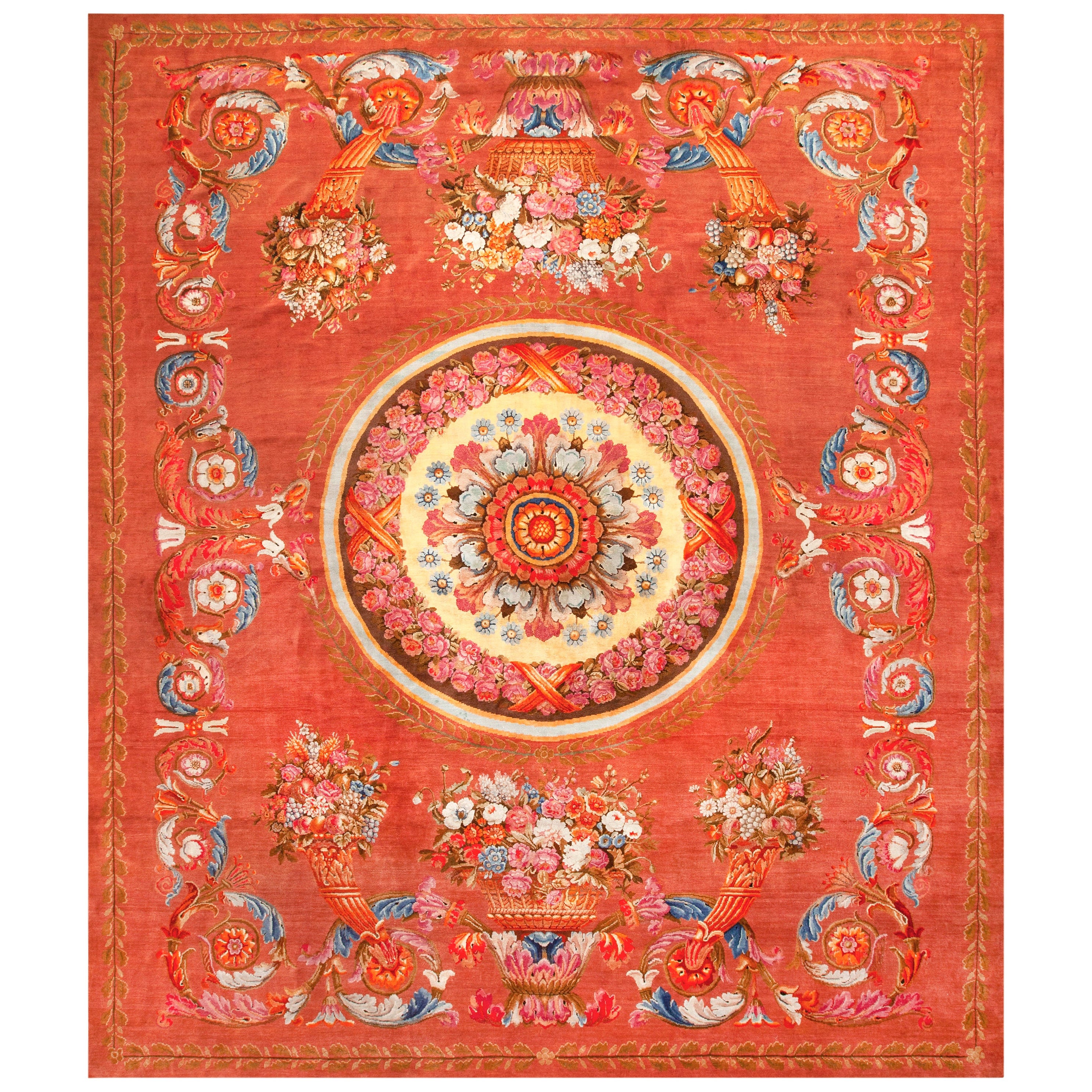 Espectacular Alfombra Grande Antique French Savonnerie 14'4" x 16'3