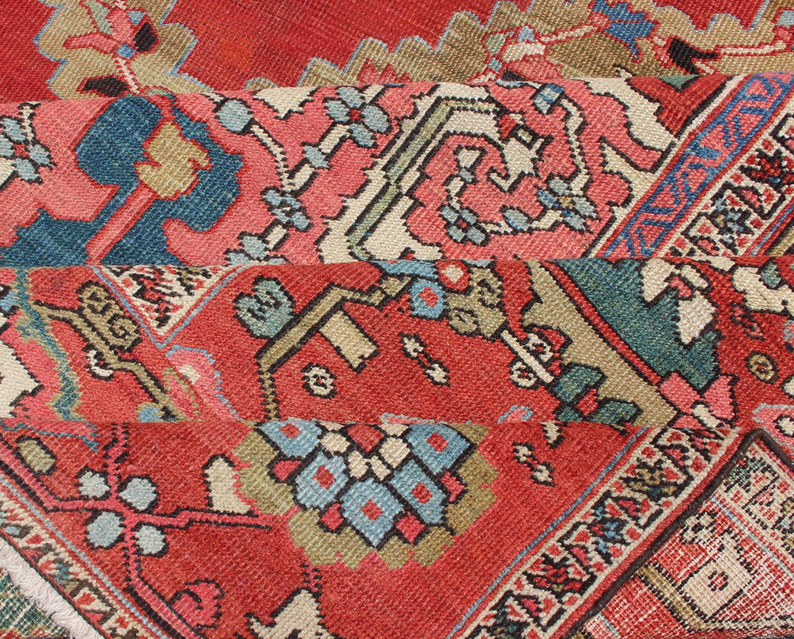 Late 19th Century Spectacular Large Antique Persian Bakshaish Serapi Rug with Beautiful Colors  For Sale
