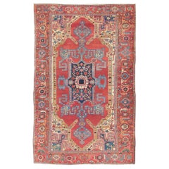 Spectaculaire grand tapis persan ancien Bakshaish Serapi aux belles couleurs 