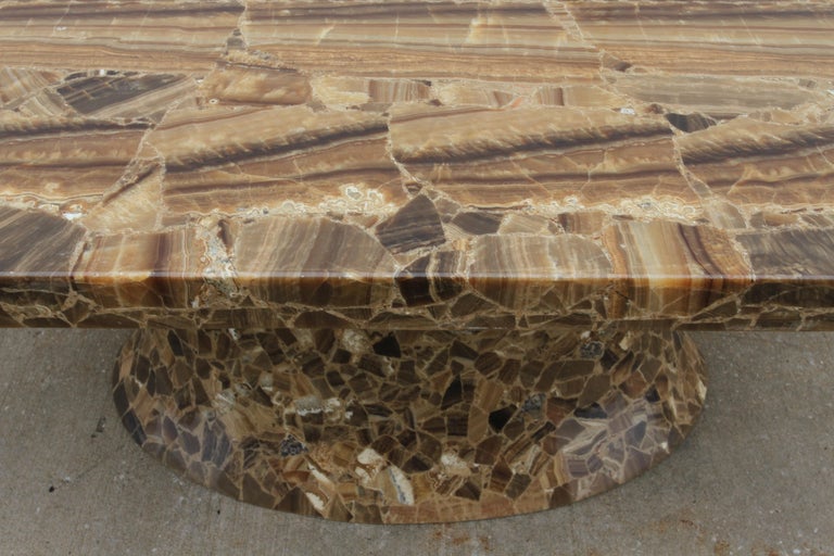 Spectacular Large Brown Onyx Oval Pedestal Dining Table by Muller's of Mexico For Sale 3