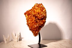 Large Madeira Citrine Crystal Cluster with Flower Rosette on Custom-Made Stand