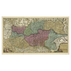 Spectacular Large Map of Upper and Lower Austria between Passau and Wien, c.1700