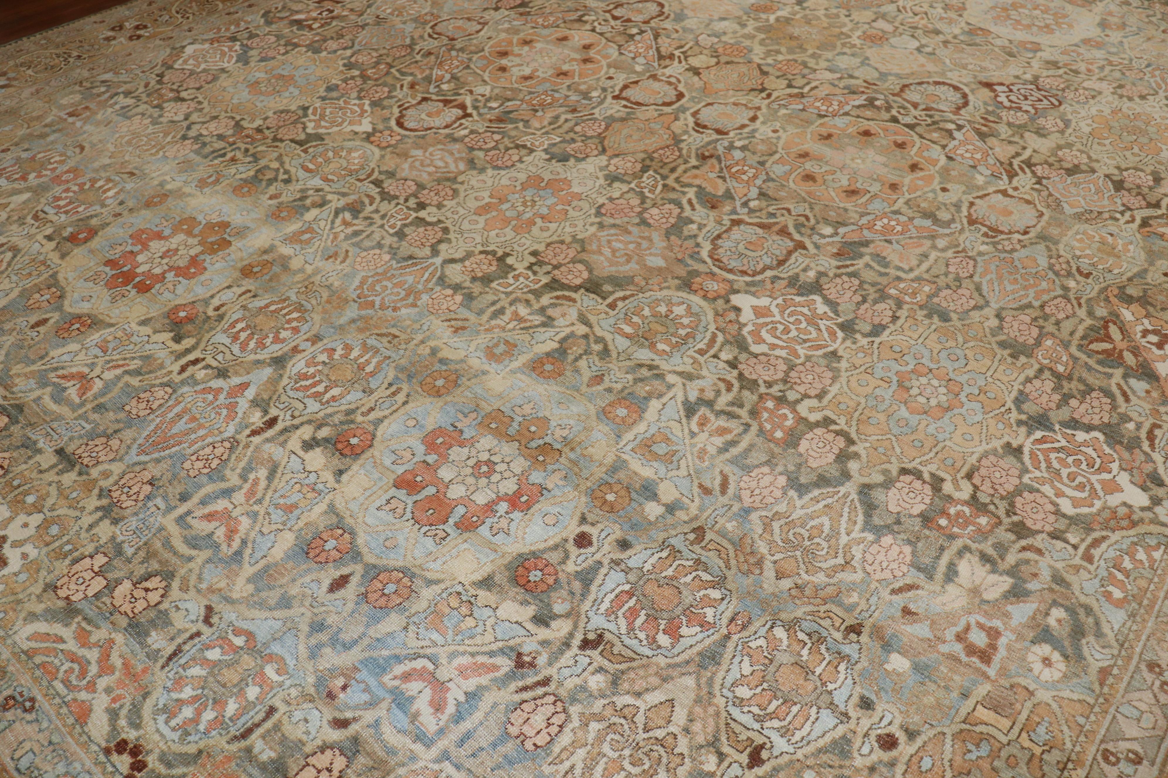 An oversize neutral-colored Persian Bakhtiari rug, circa 1920. 

Measures: 13'7'' x 20'.