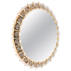 Spectacular LargeBacklit Mirror Gilded Brass and Crystal Glass by Palwa, Germany