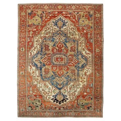 Antique Spectacular Late 19th Century Serapi Carpet