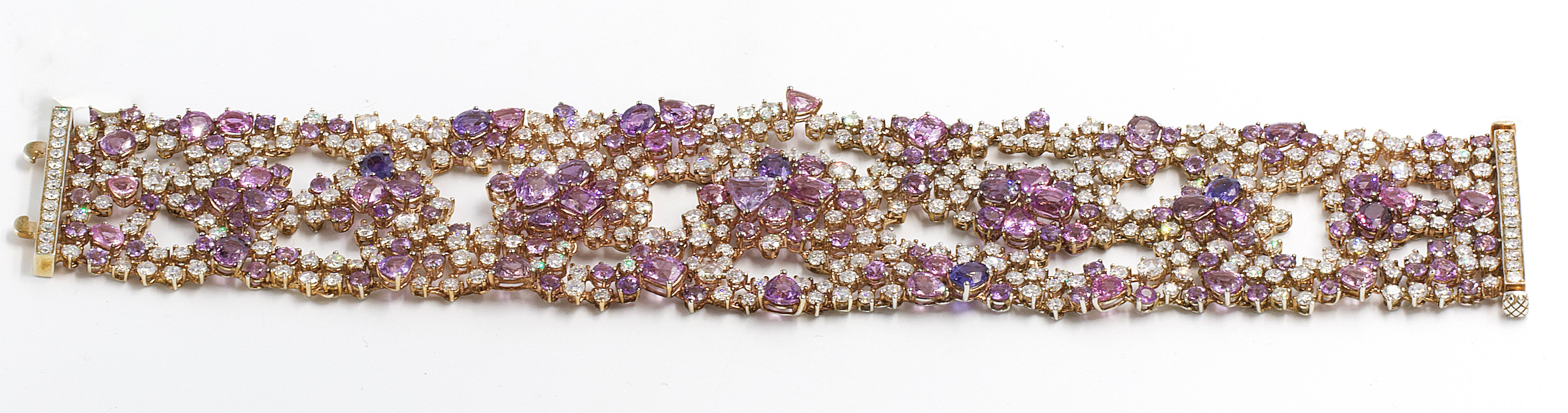Modern Spectacular Lavender Sapphire Diamond Bracelet