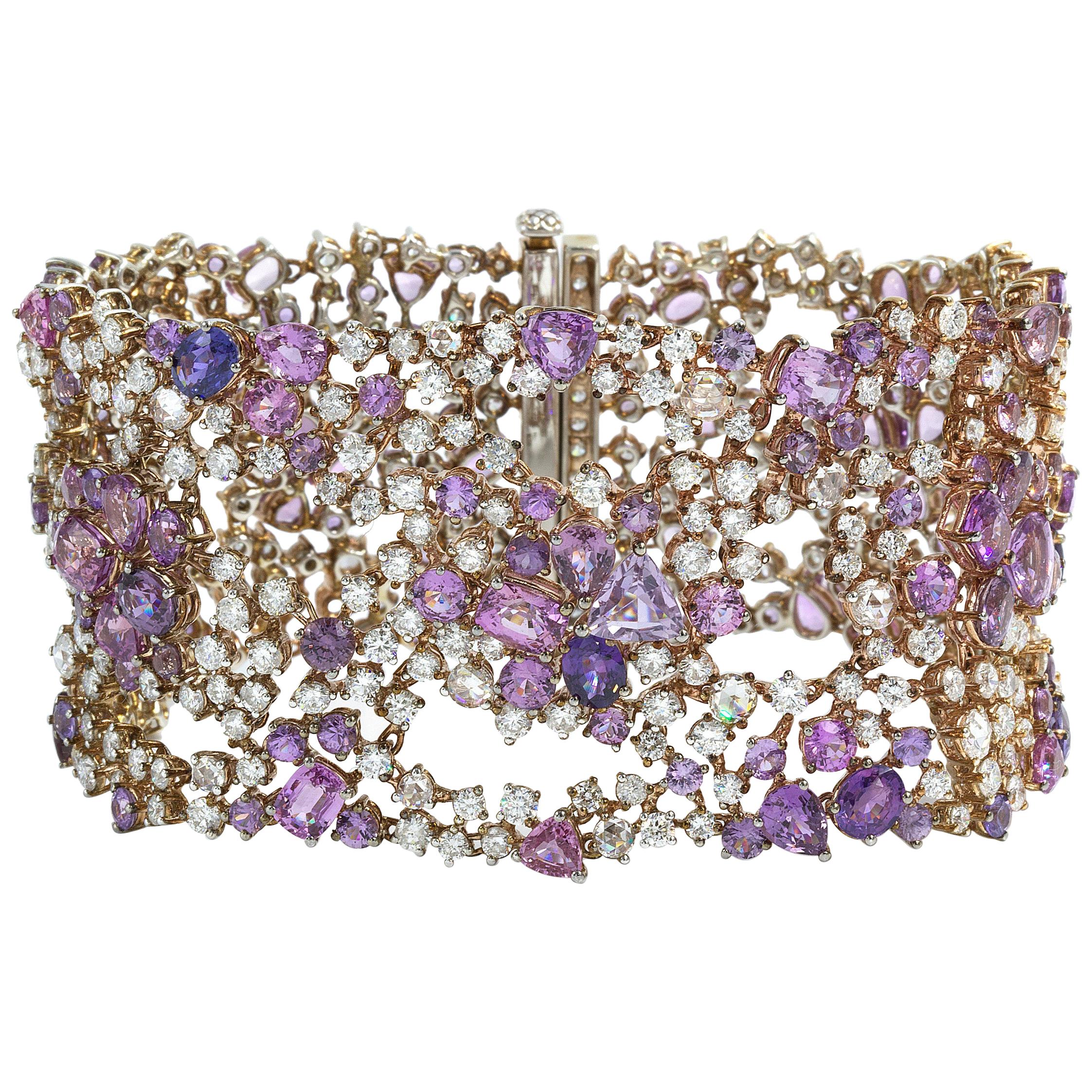 Spectacular Lavender Sapphire Diamond Bracelet