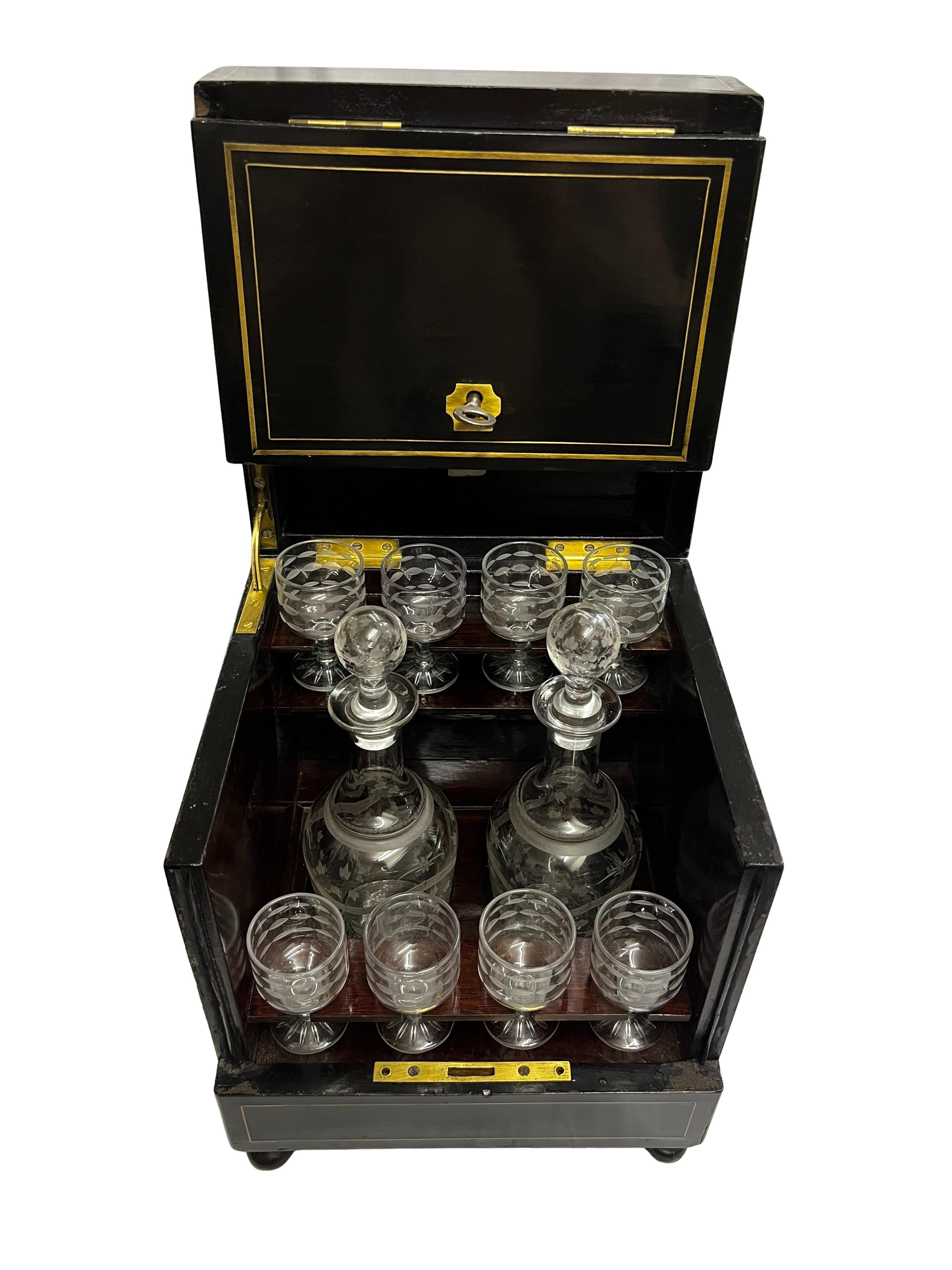 Spectacular liquor chest box casket, tantalus, Napoleon III, bar, 1880, France 4