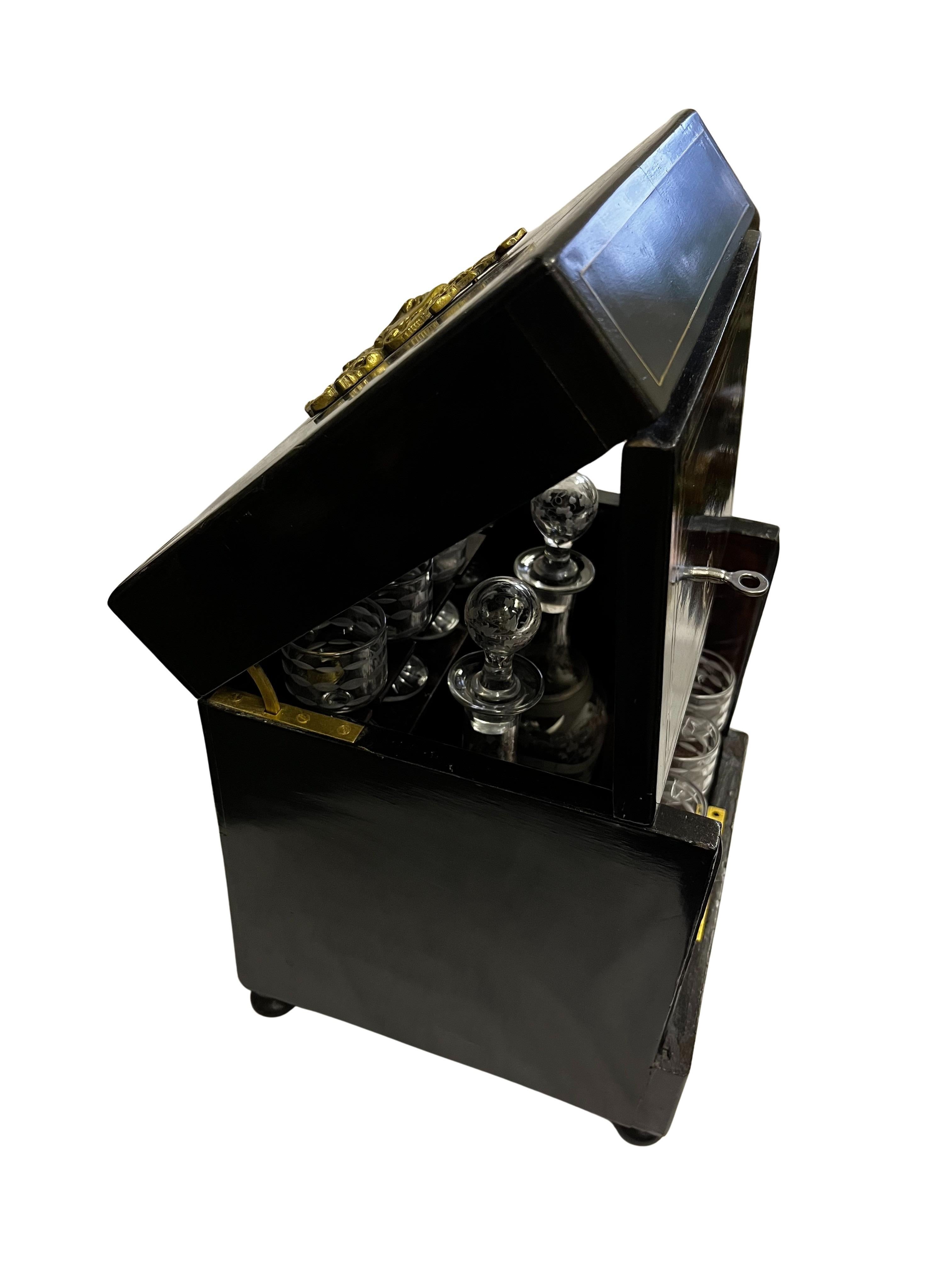 French Spectacular liquor chest box casket, tantalus, Napoleon III, bar, 1880, France