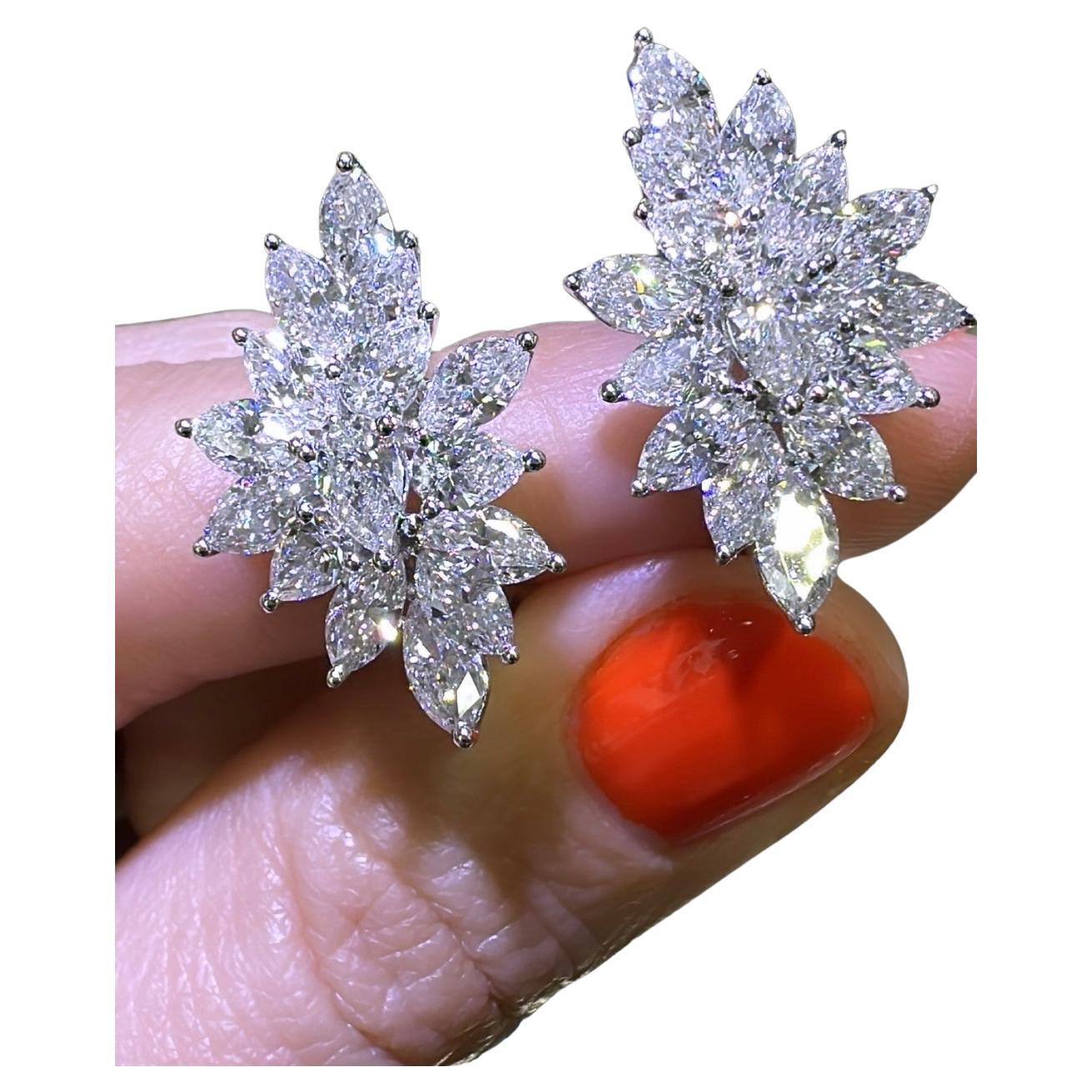 Spektakuläre Marquise- und birnenförmige Diamant-Ohrringe mit ausgefallenen 6,23 Karat t.w. im Angebot